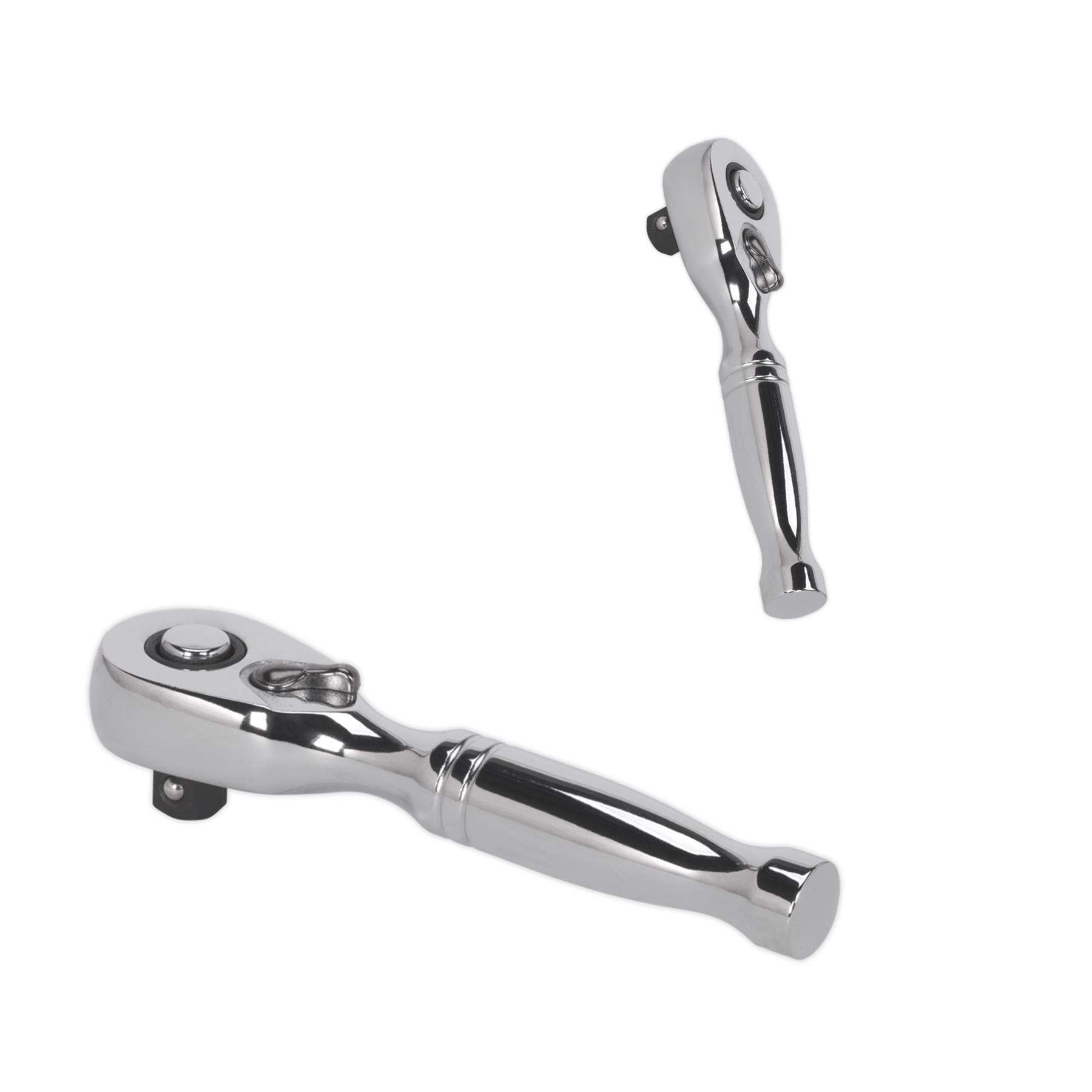 Sealey Stubby Ratchet Wrench 1/4"Sq Drive Pear-Head Flip Reverse