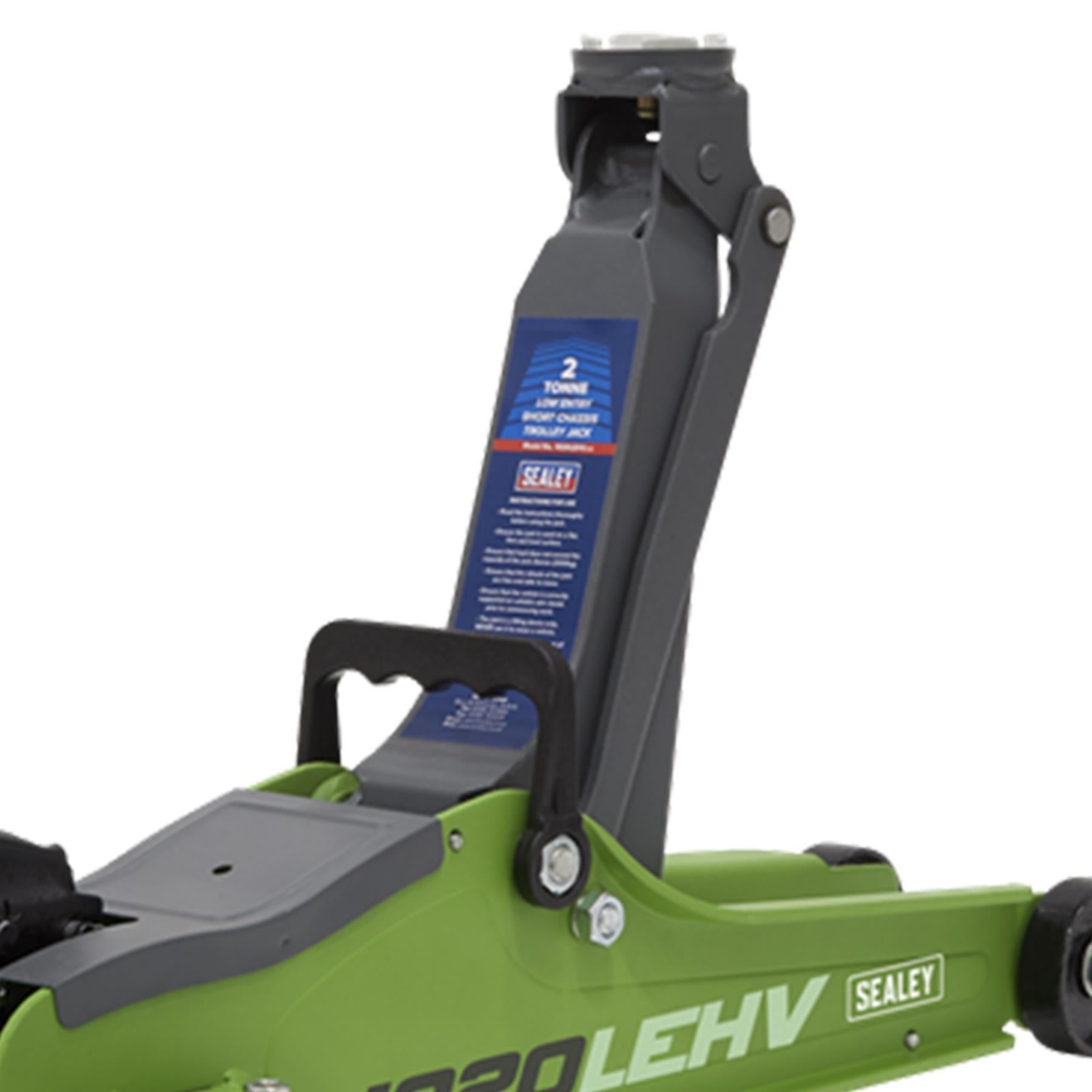 Sealey Trolley Jack 2 Tonne Low Entry Short Chassis Green Car Lift Heavy Duty