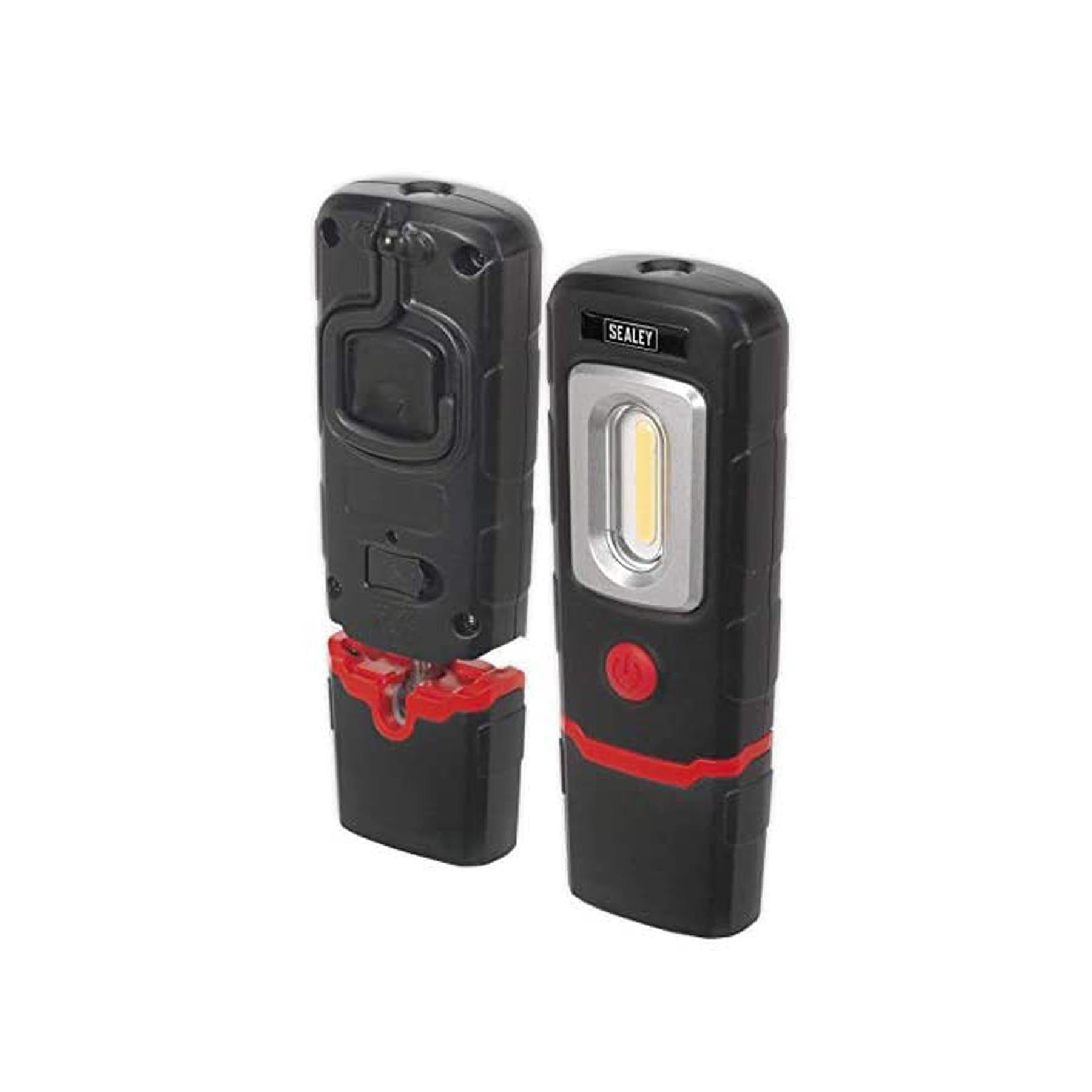 Sealey R/Charge 360 Insp Light 3W COB & 1W SMD LED Black Li-Poly