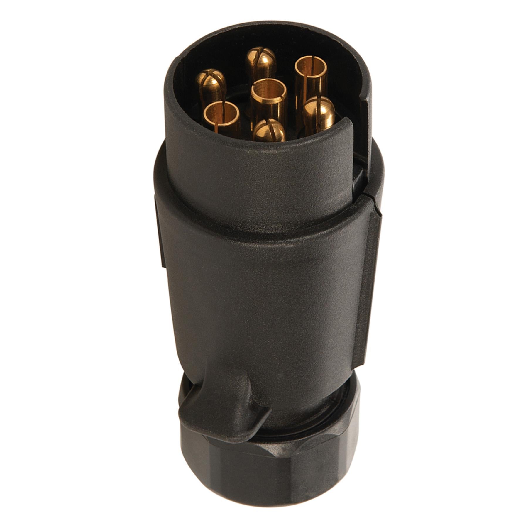 7 Brass Pins Black PLastic Trailer Plug 12V N Type For Caravans And Trailers