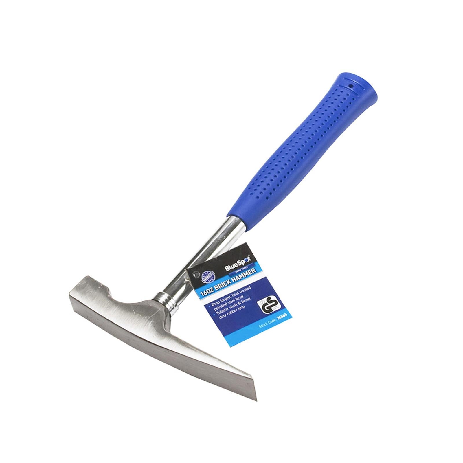 Bluespot 16oz 450g Brick Hammer Steel Tubular Shaft & Soft Rubber Grip Brickie