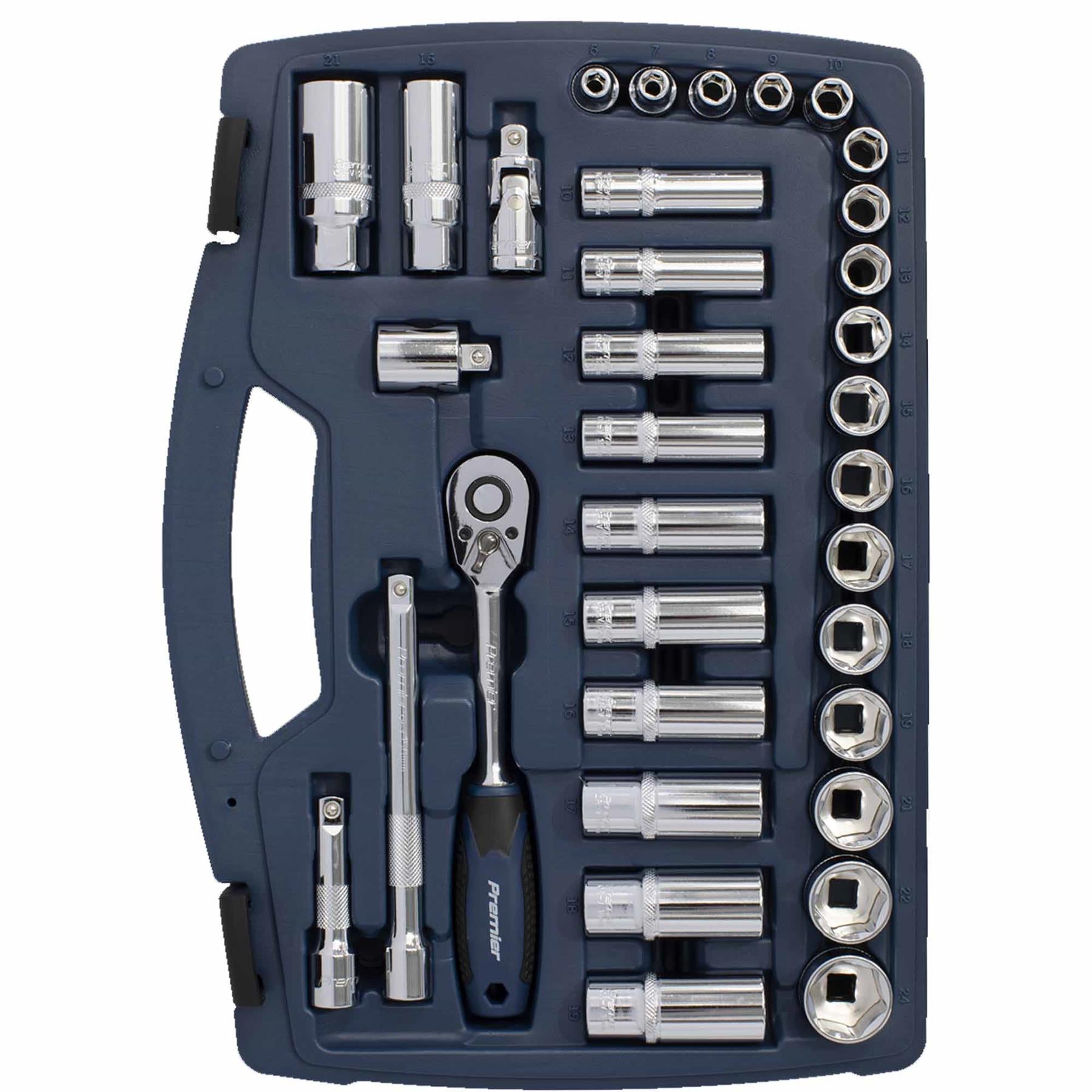 Sealey Socket Set 34pc 3/8"Sq Drive 6pt WallDrive Metric