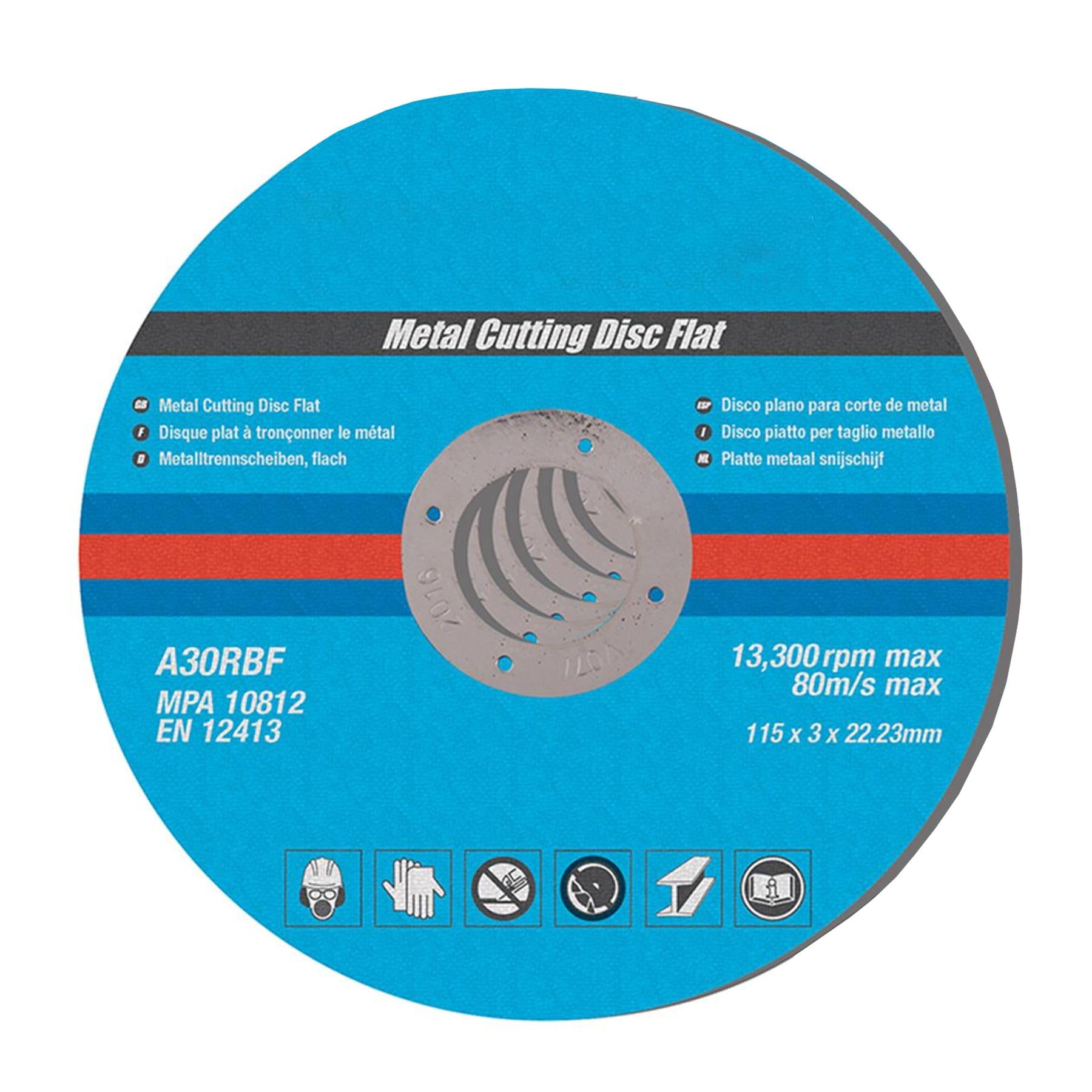 Metal Cutting Discs, Flat, Angle Grinder, 115mm X 3mm, Steel, Grinding 10Pk