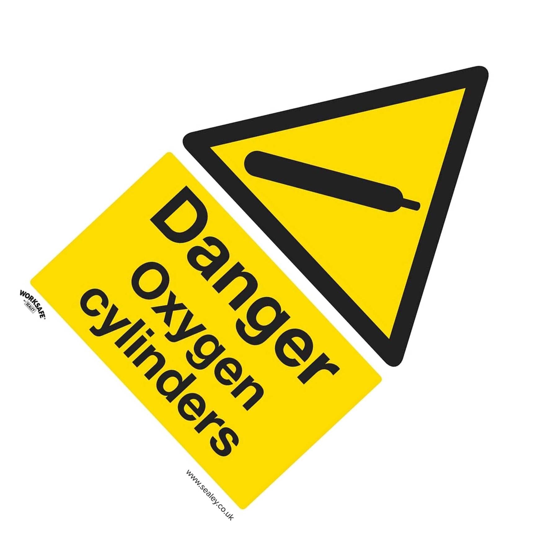 Sealey Danger Oxygen Cylinders - Warning Safety Sign - Self-Adhesive Vinyl