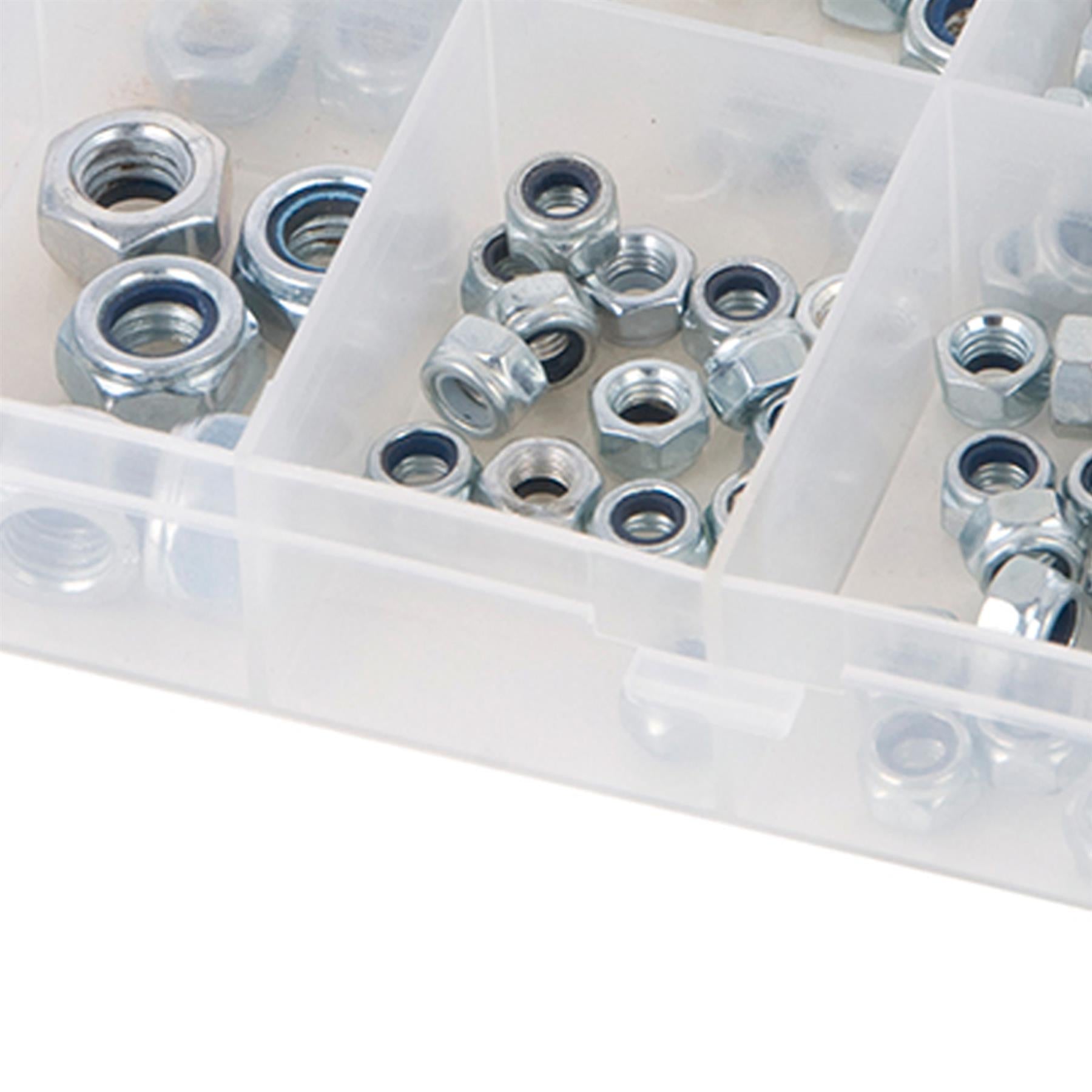 108Pce Lock Nuts Pack Secure Tight Fitting Around Threads Firm M4-M12 Size