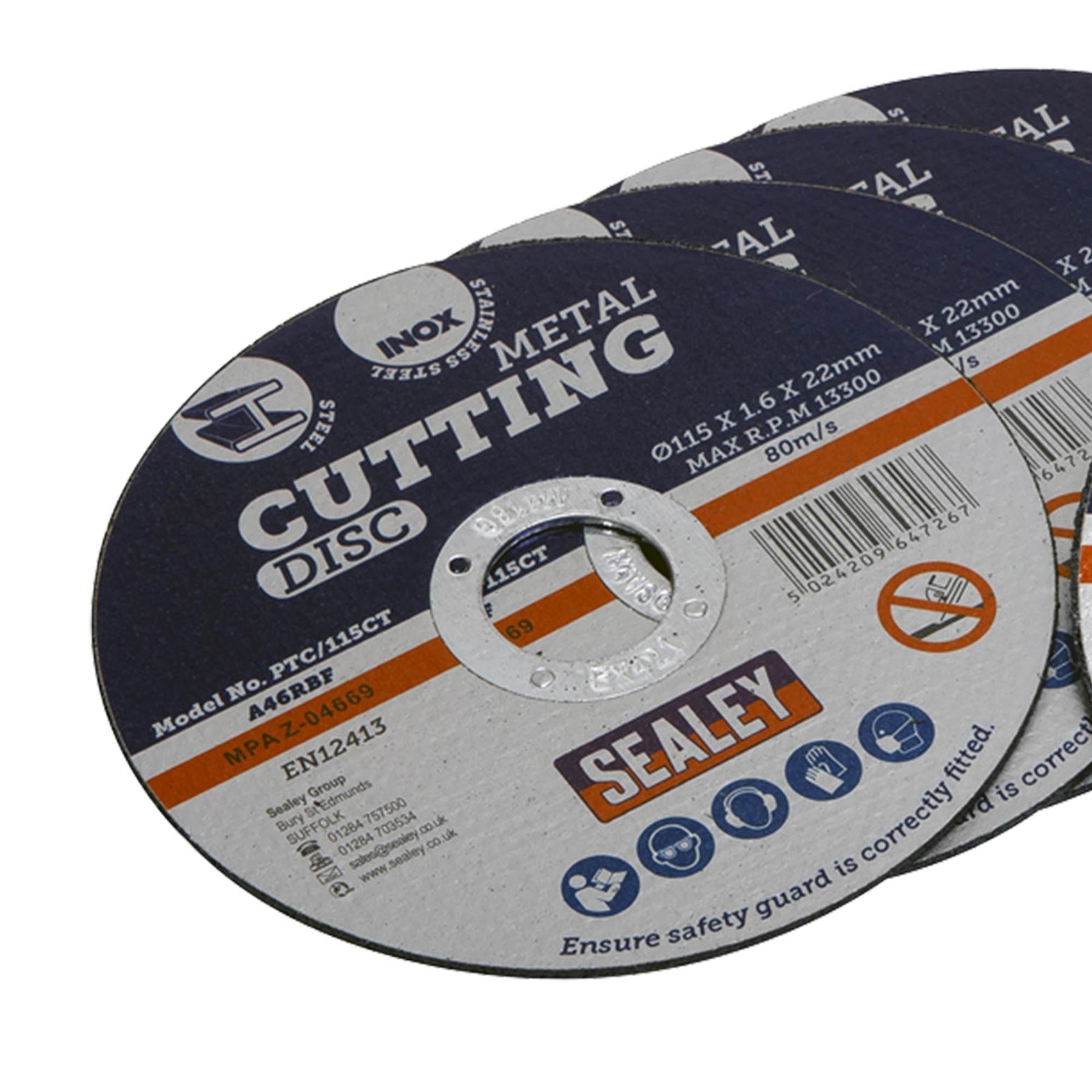 Sealey Cutting Disc �115 x 1.6mm 22mm Bore Pack of 5