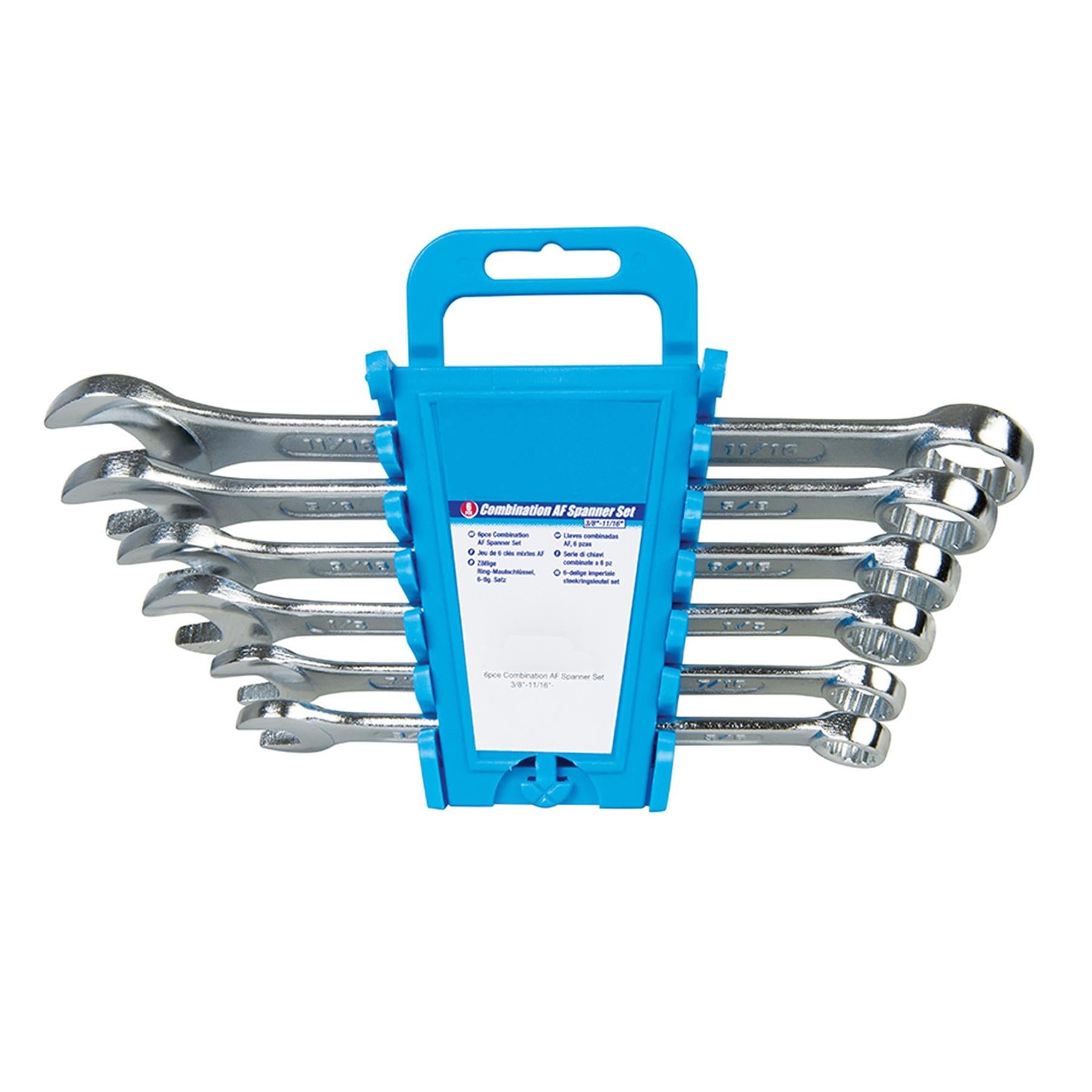 Imperial/Af Combination Spanner Set Open Ended/Ring Chrome Vanadium Steel 6 Pce