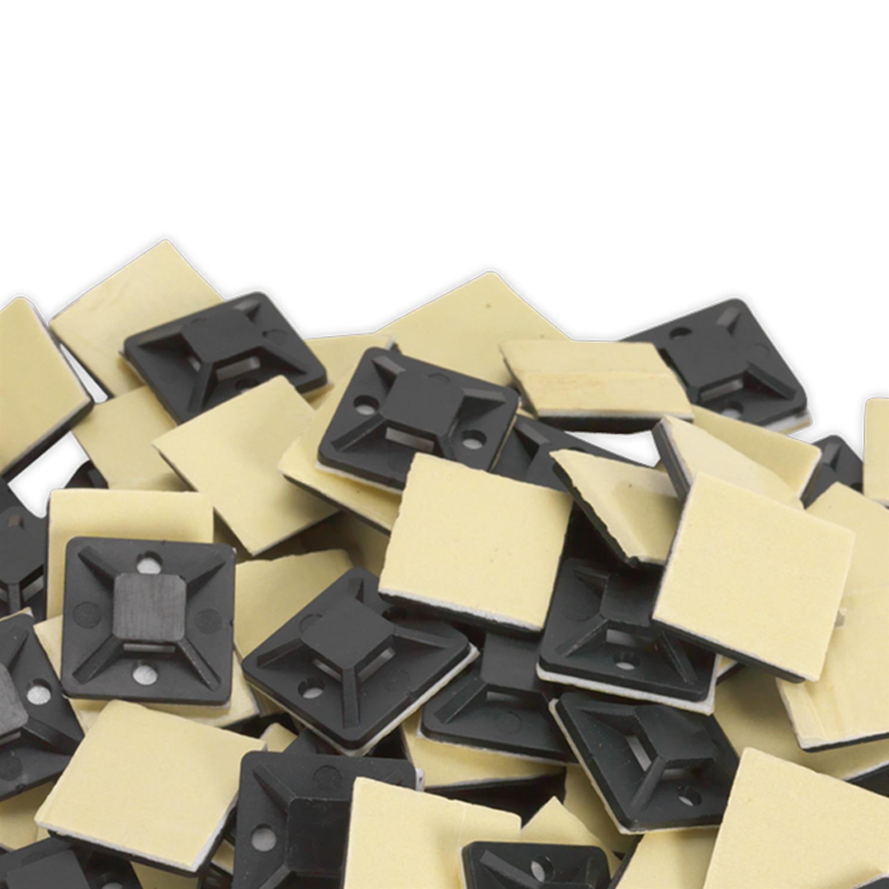 Sealey Self-Adhesive Cable Tie Mount 20 x 20mm Black Pack of 100