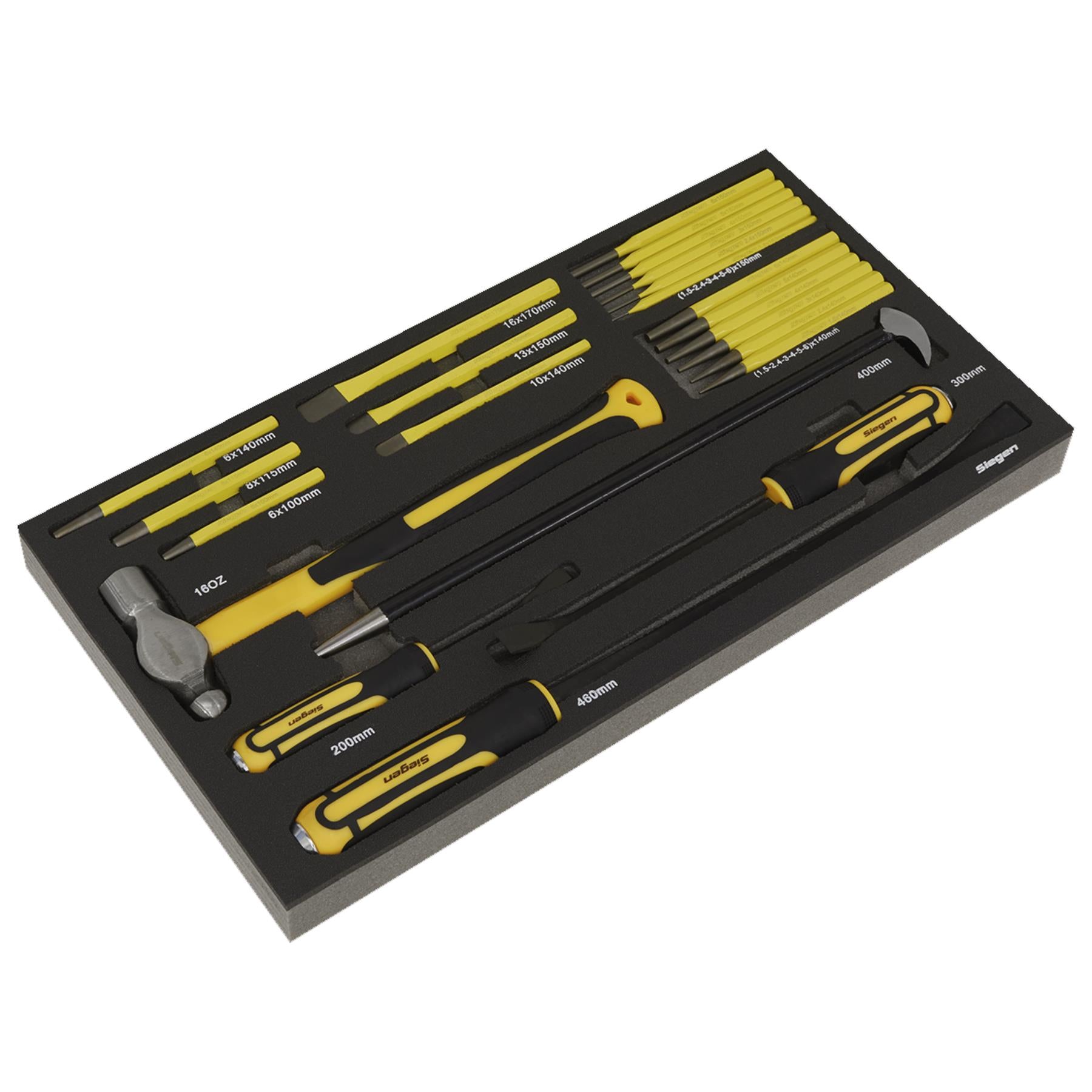 Sealey Tool Tray with Pry Bar, Hammer & Punch Set 23pc