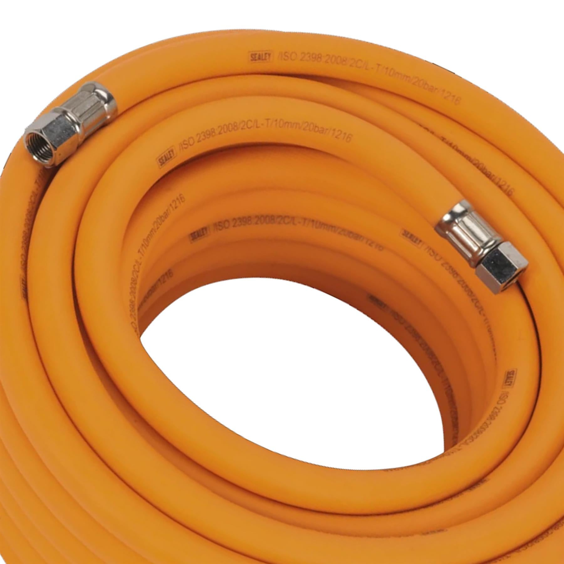 Sealey Air Hose 15m x �10mm Hybrid High-Visibility 1/4"BSP Unions