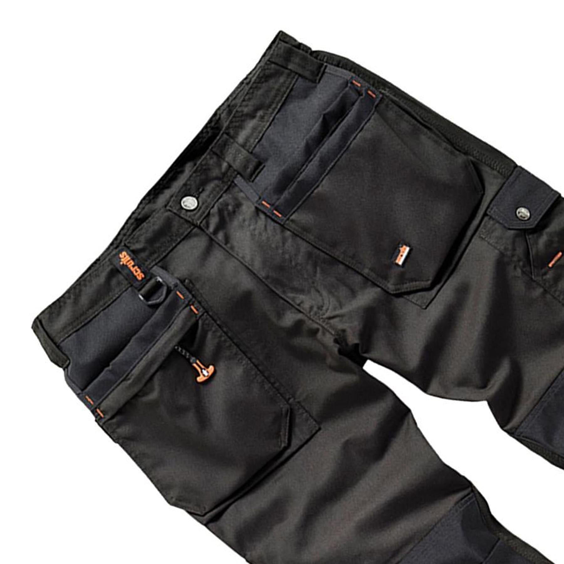Scruffs WORKER PLUS Work Trousers Black Trade Hardwearing Combat Cargo Size 28"R