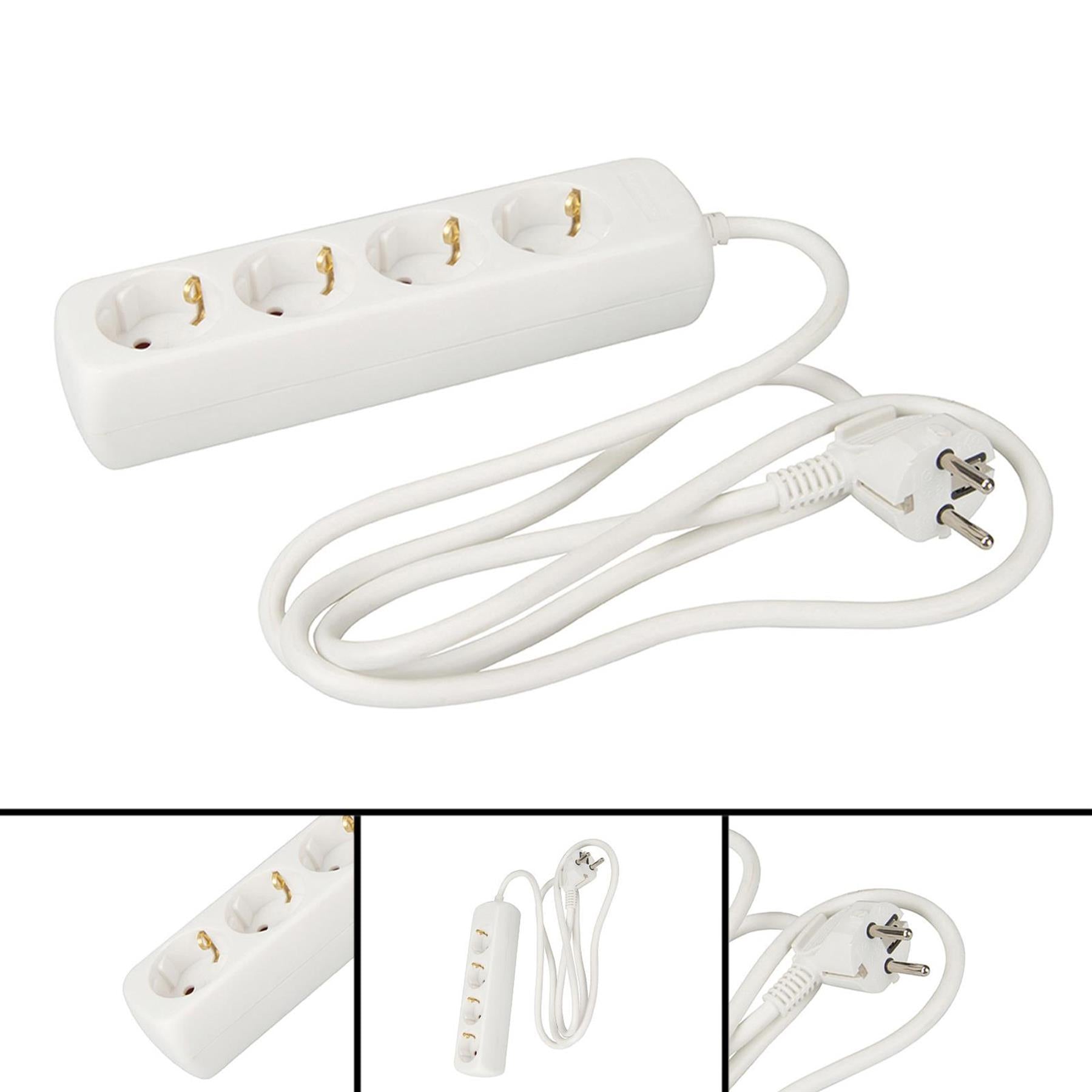 European Type F Schuko Extension Lead 4-Gang 1.5M Child Safety Shutters