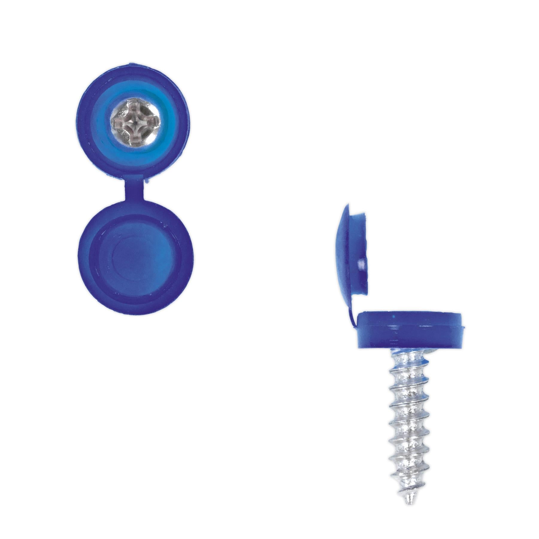 Sealey Numberplate Screw & Flip Cap 4.2 x 19mm Blue Pack of 50