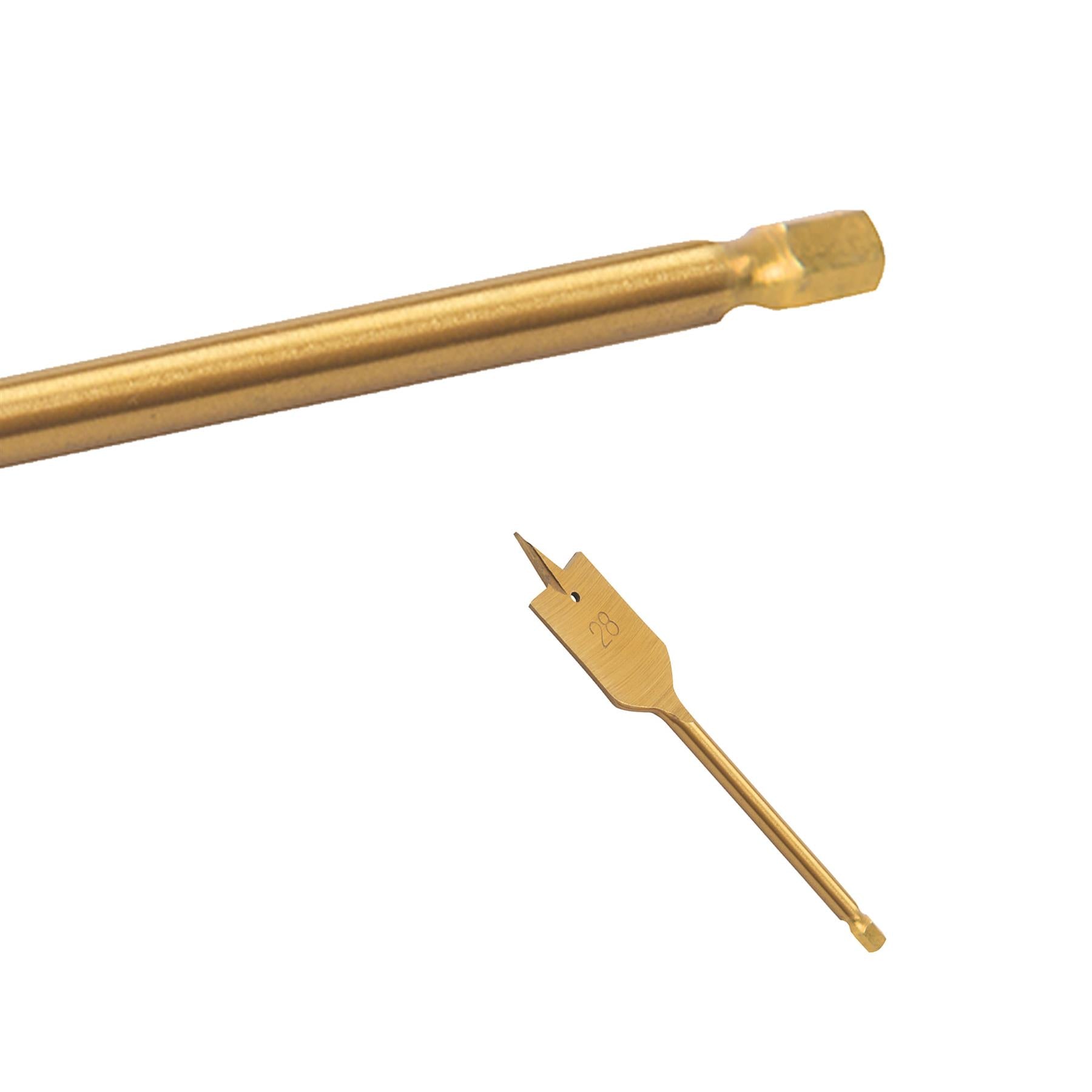 Flat Wood Drill Bit Set Titanium Hole Cutter Borer Titanium-Gold 28mm