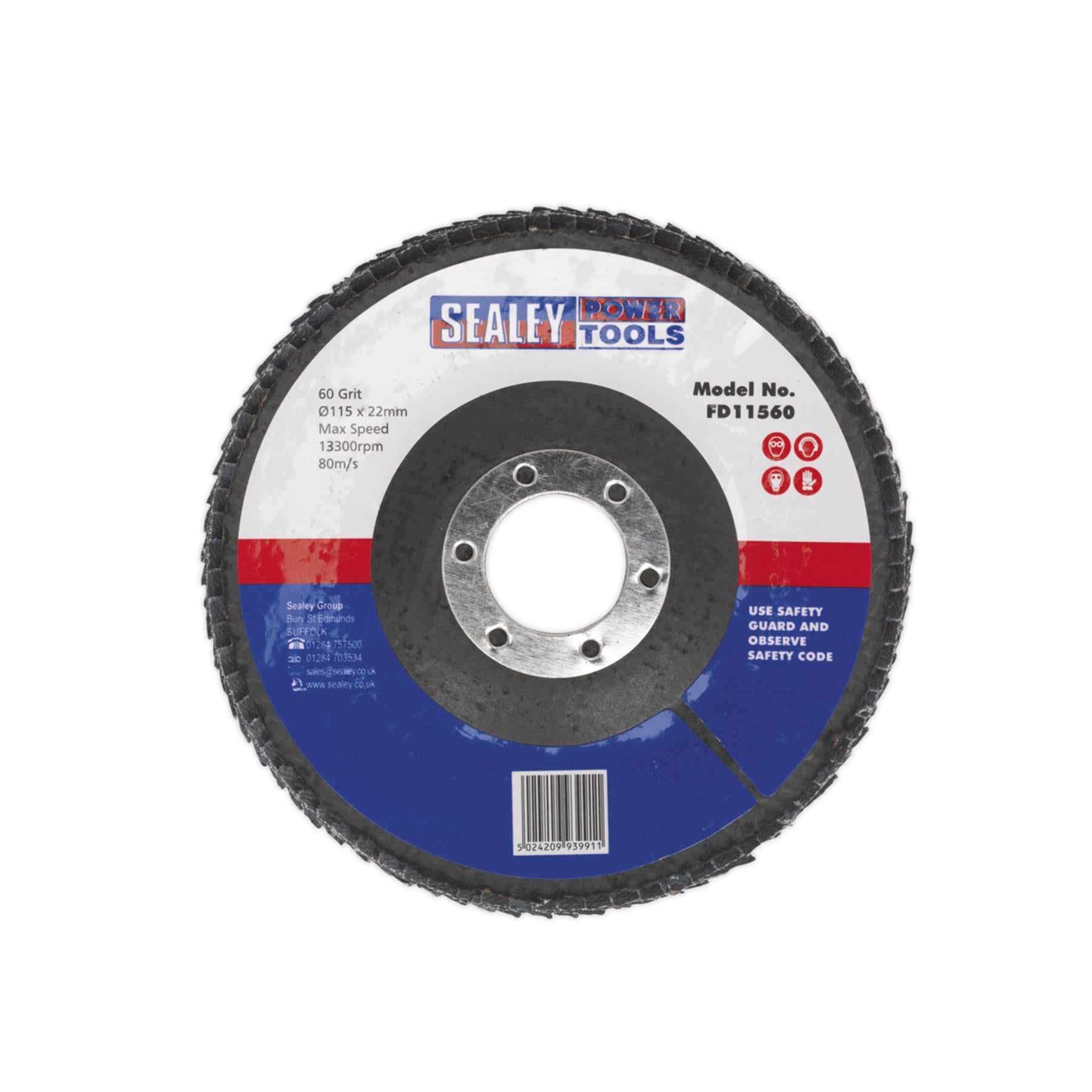Sealey Flap Disc Zirconium 115mm Ø22mm Bore 60Grit