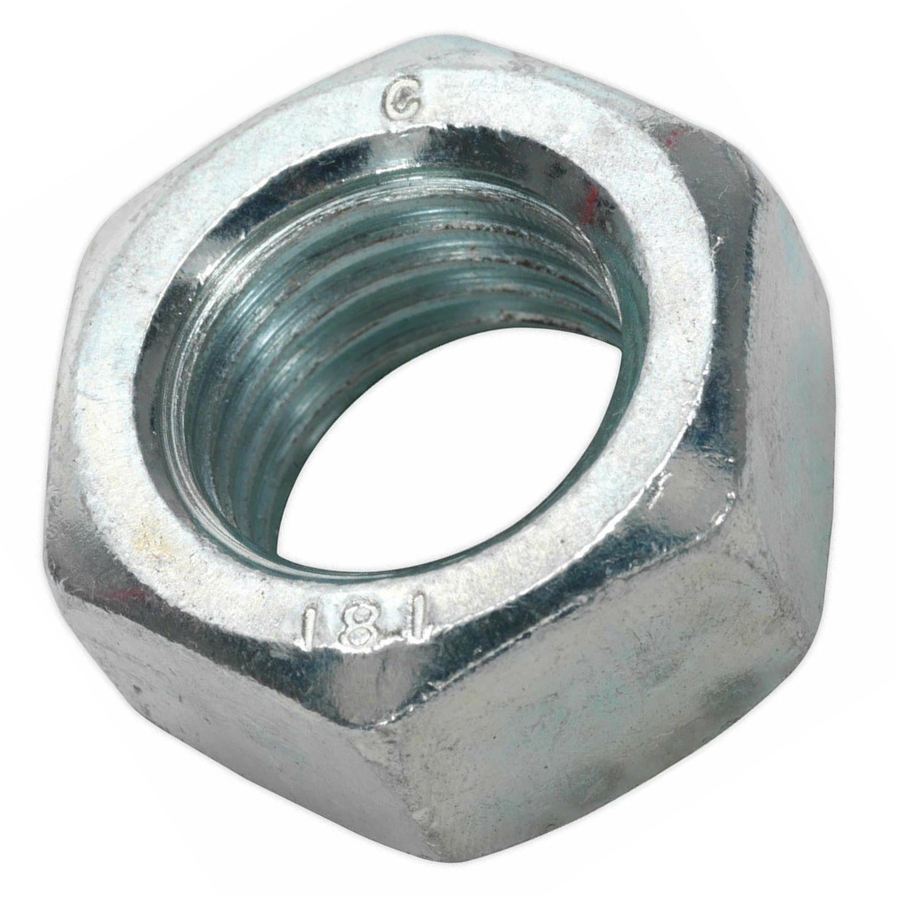 Sealey Steel Nut DIN 934 - M20 Zinc Pack of 10