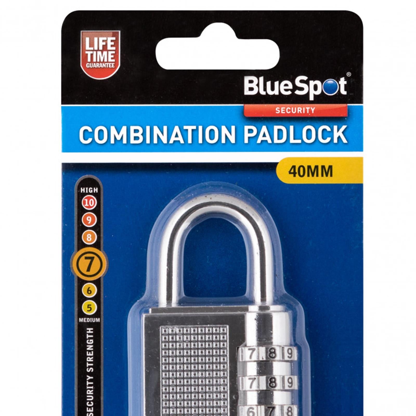 BlueSpot Combination Padlock 40mm Hardened Steel Shackle 4 Digit Lock