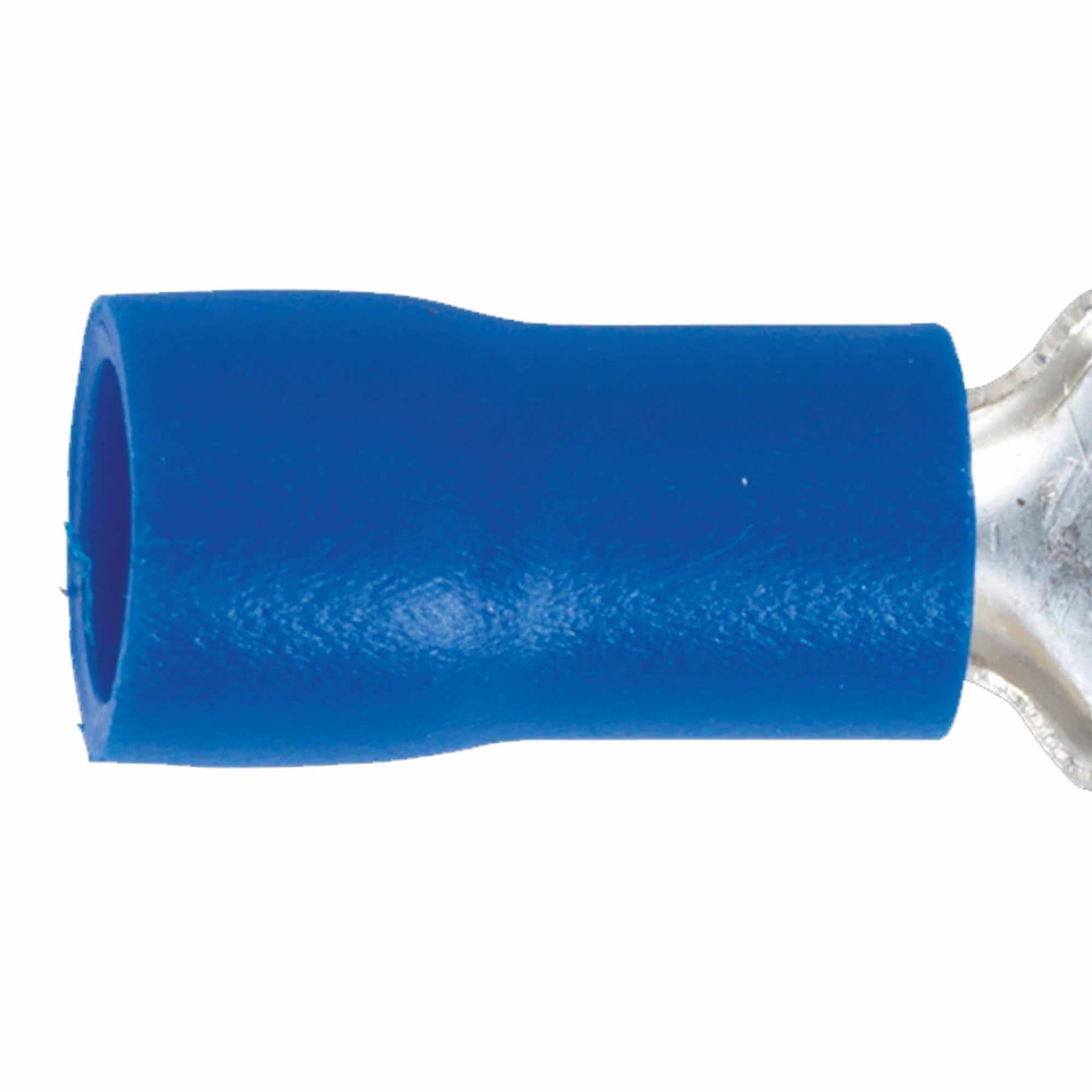 Push-On Terminal 6.3mm Male Blue Pack of 100. Sealey