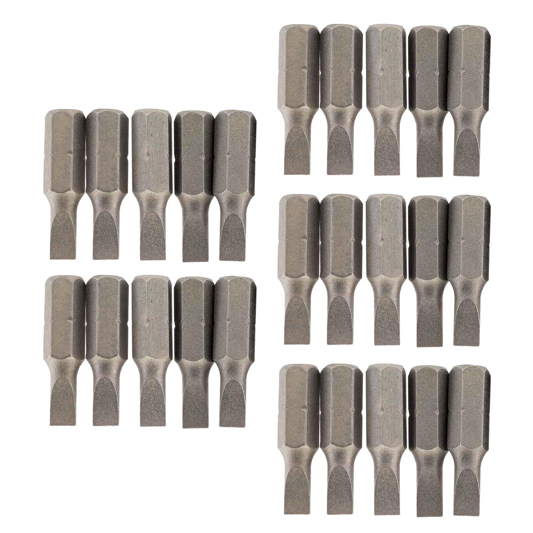 Slotted Screwdriver Bits 6mm CRV Chrome Vanadium Steel 1/4" Hex Drive 25Pcs