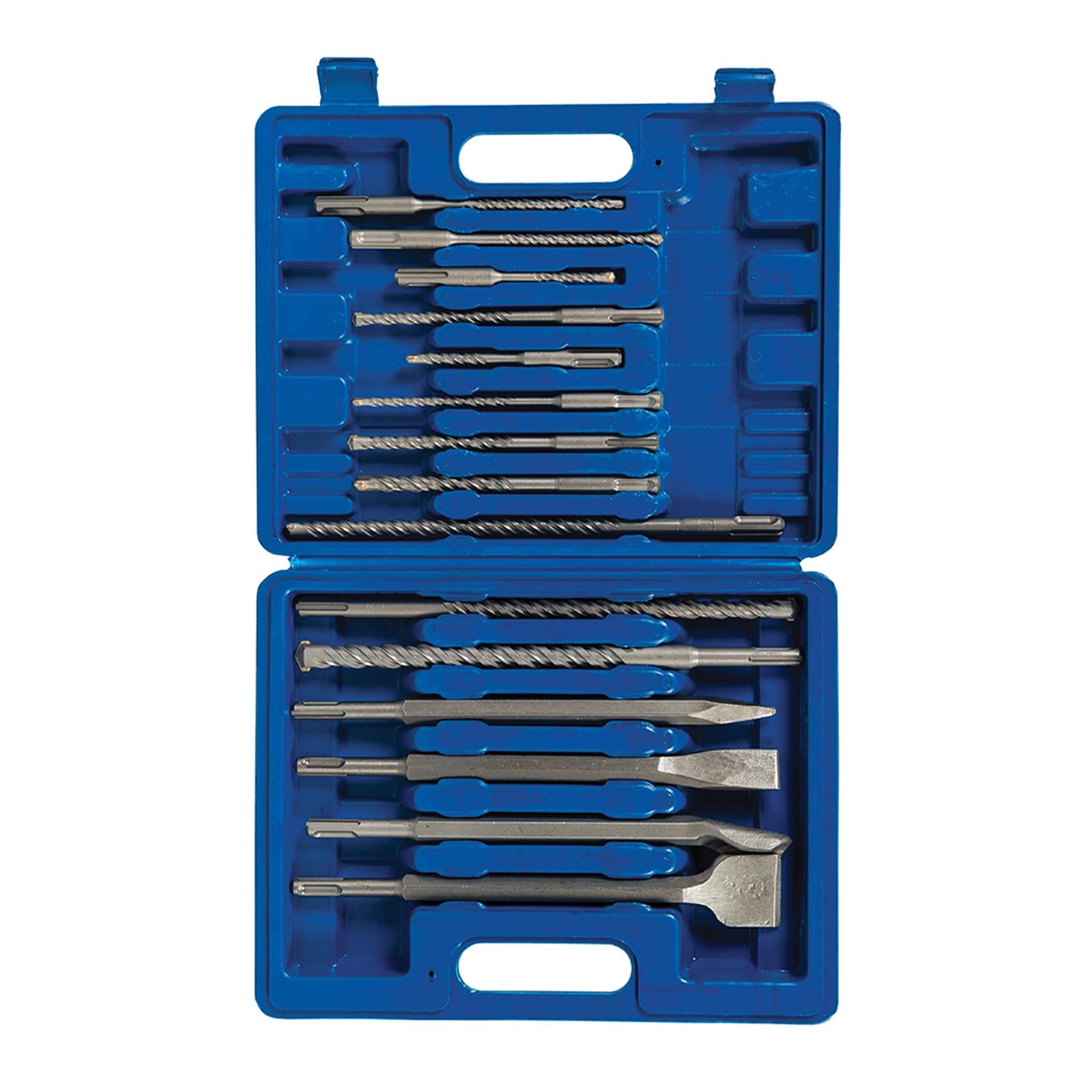 SDS Plus Masonry Drill Chisels Groove Steel Set 15Pce Sturdy Case 3Y Guarantee