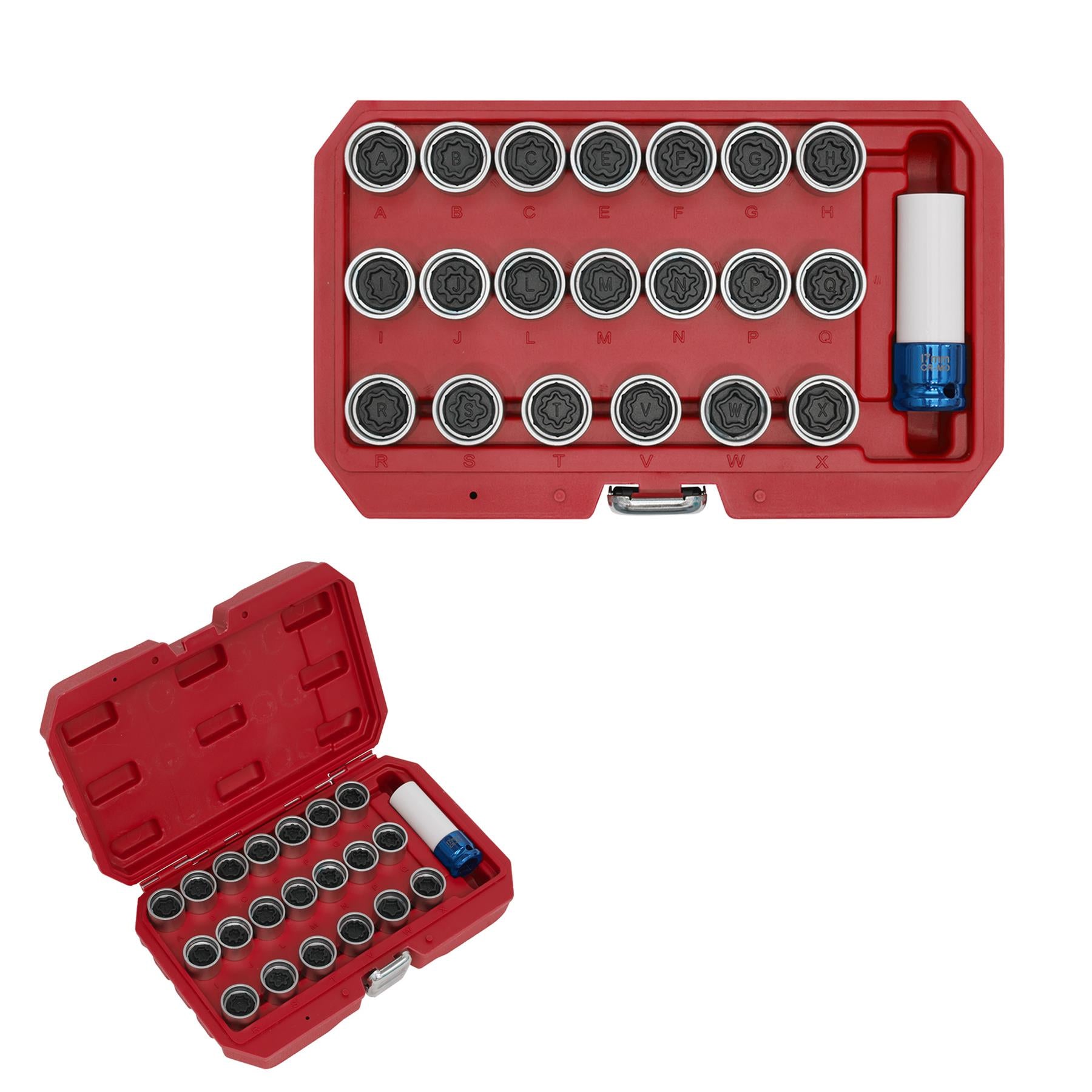 Sealey Locking Wheel Nut Key Set 21pc - Audi 1/2"Sq Drive 17mm