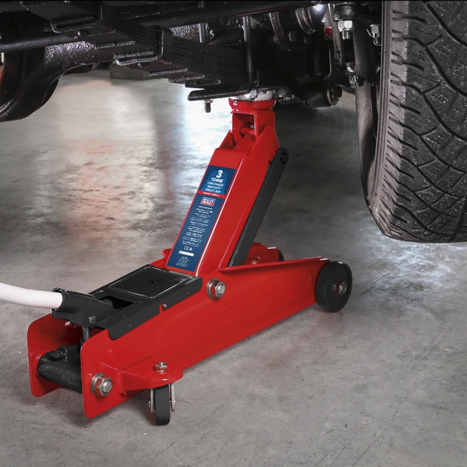 Sealey Car/Van/4x4 Trolley Jack 3 Tonne Long Chassis Heavy Duty - 1153CX