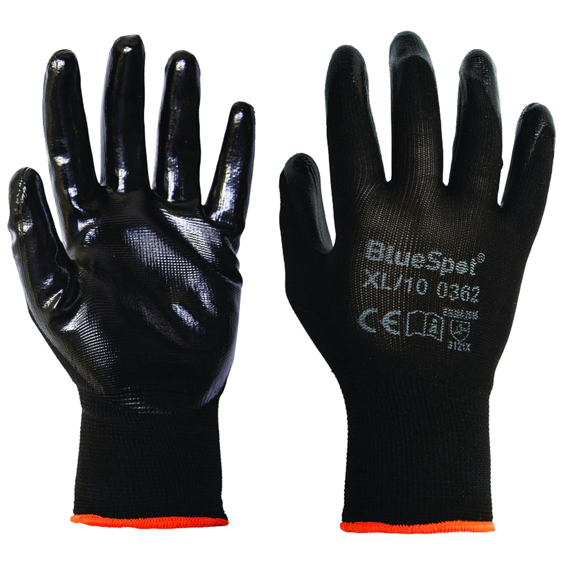 BlueSpot 1 pair Nitrile / Latex Coated Work Gloves Mens Builders Gardening Grip