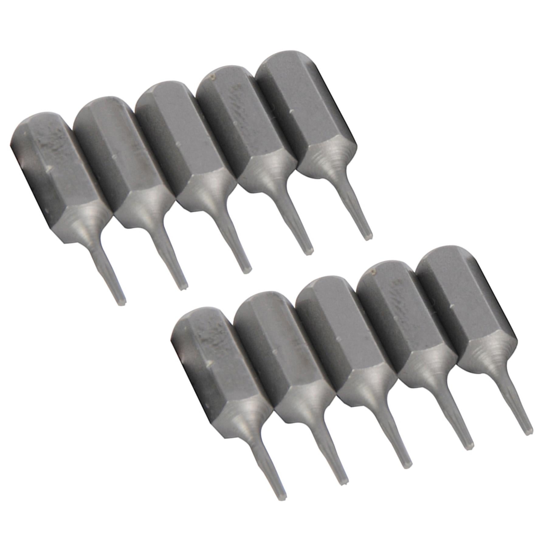 10 PACK- T4 TRX/TORX Star Chrome Vanadium Screwdriver Bits- ¼” Hex Steel Shank