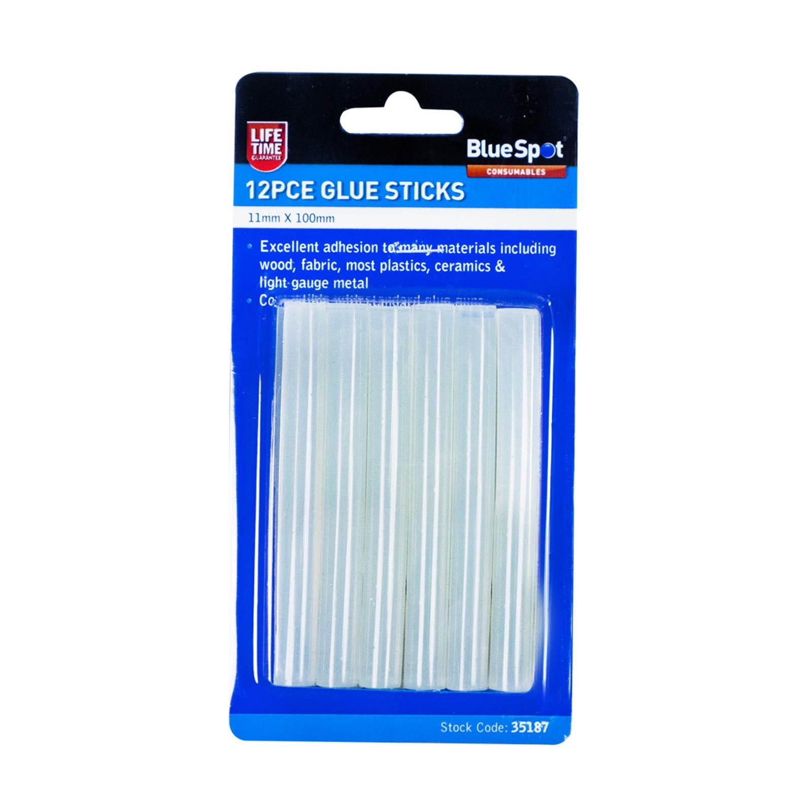 Bluespot 12 Large Glue Sticks 11mmx100mm Hot Melt Hobby Adhesive Craft Gun