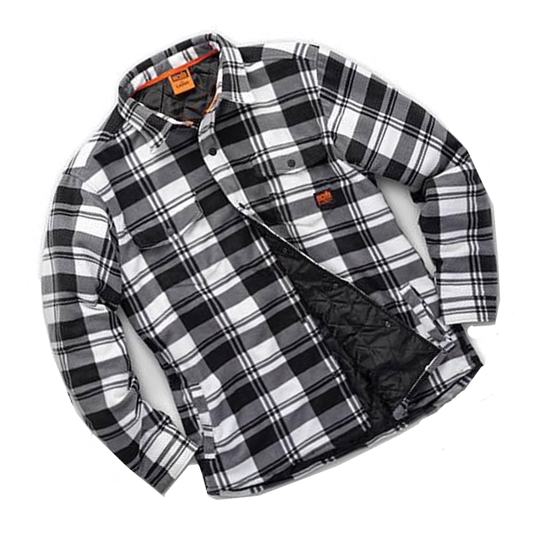 Scruffs T55353 Worker Padded Checked Thick Over Shirt Black and White S