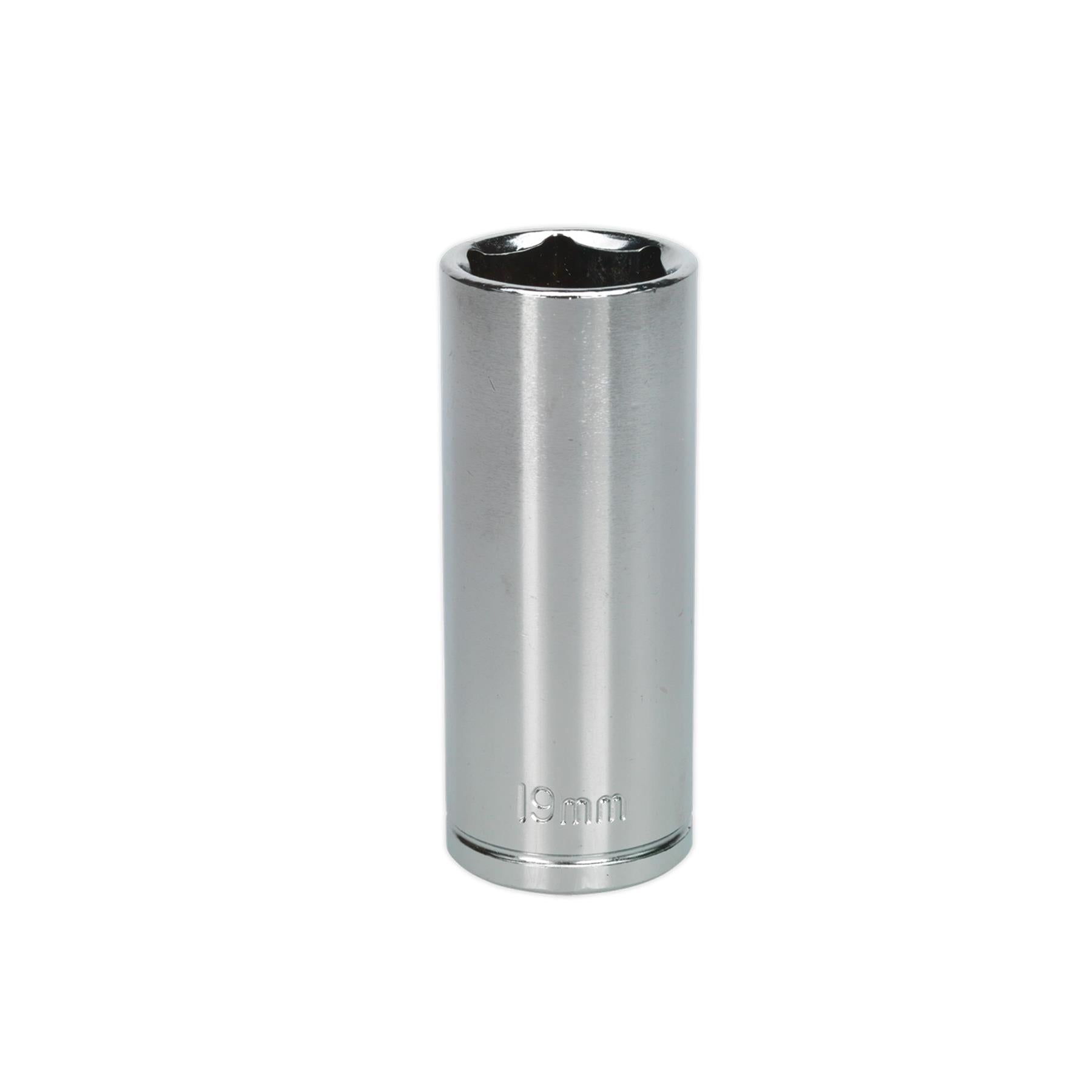 Sealey WallDrive Socket 19mm Deep 3/8"Sq Drive Carbon Steel