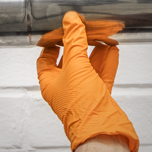 Sealey Orange Diamond Grip Extra-Thick Nitrile Powder- Free Gloves Large - Pack of 50