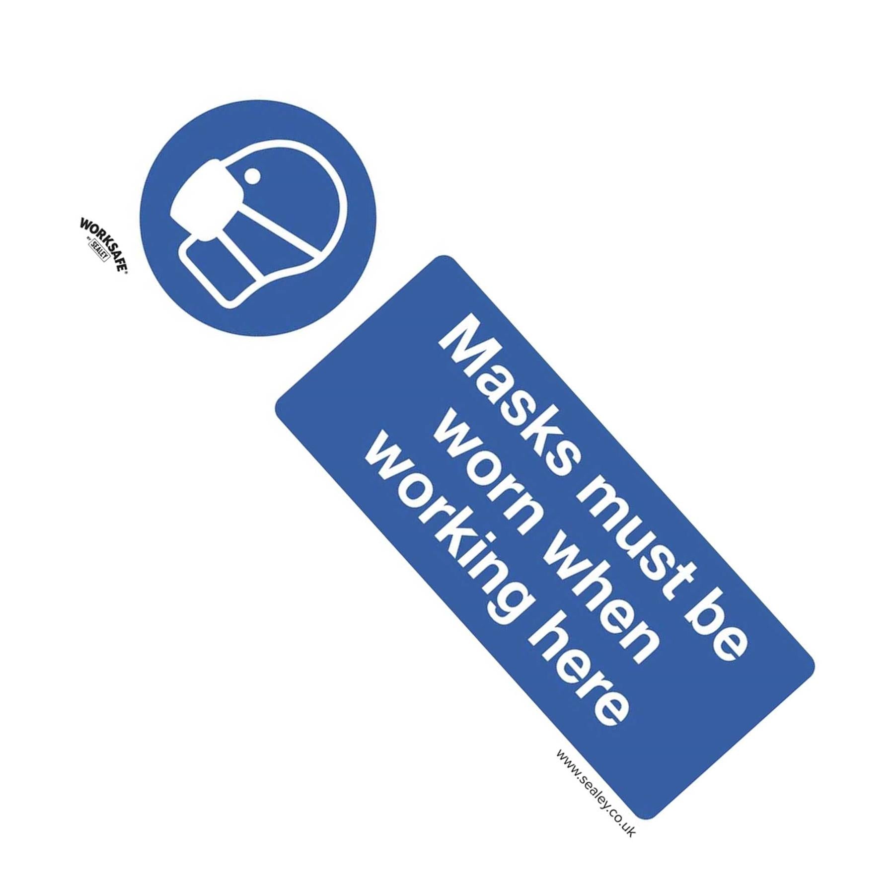 Sealey Mandatory Safety Sign - Masks Must Be Worn - Rigid Plastic - Pack of 10