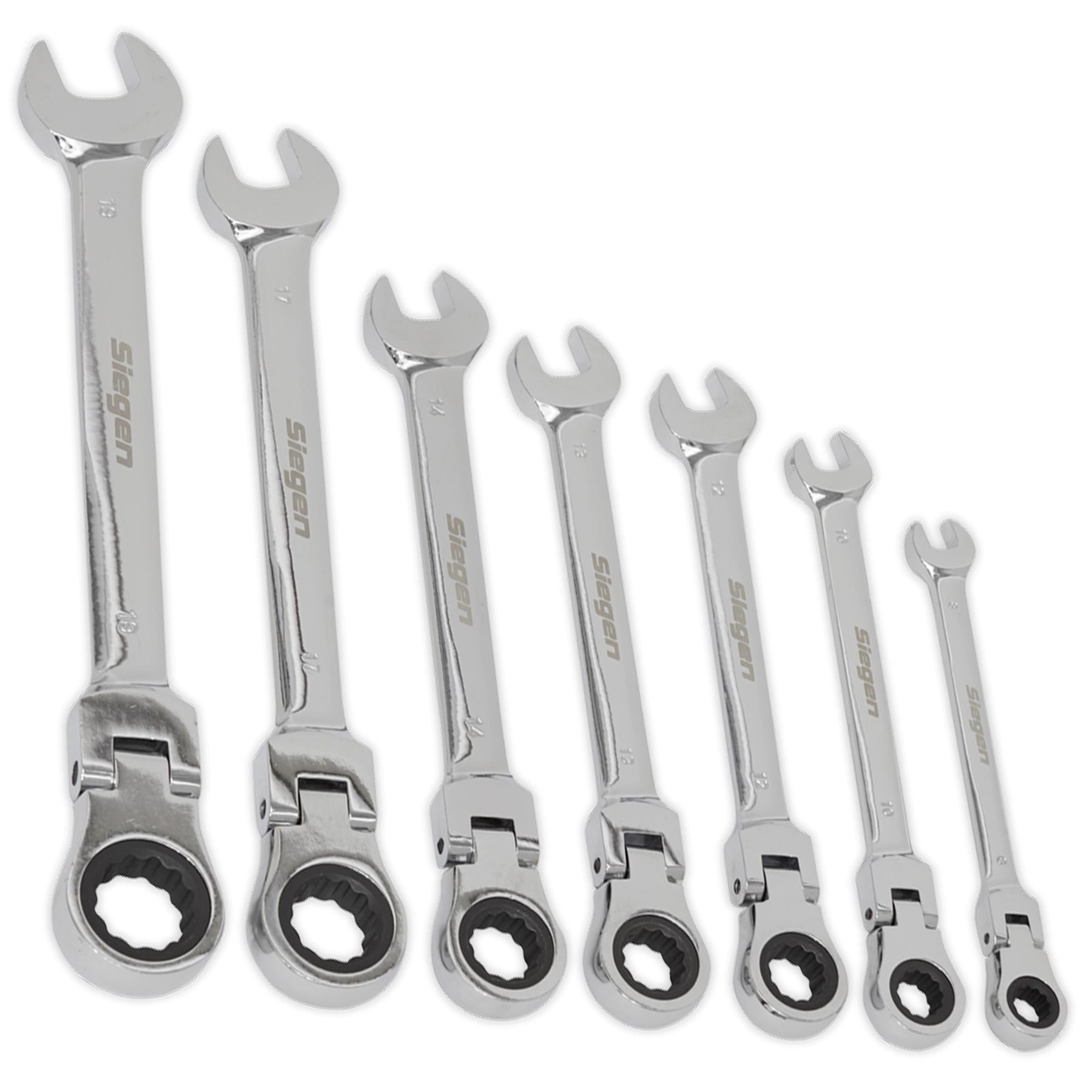 Sealey Flexible Head Ratchet Combination Spanner Set 7pc Metric