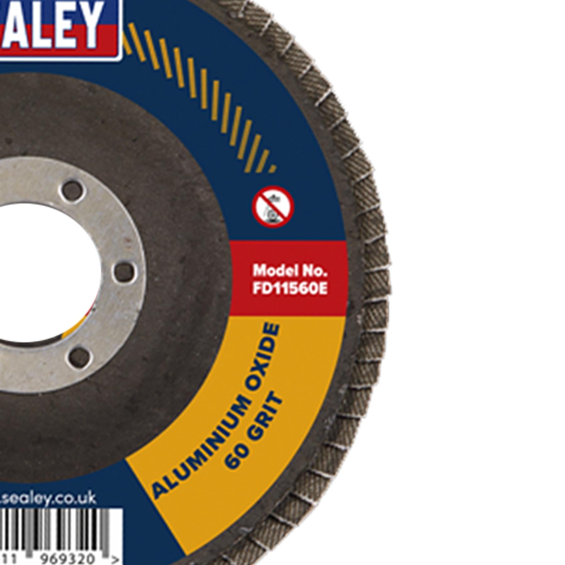 Sealey Assorted Grit Flap Disc Alum. Oxide �115mm �22mm Bore -Pk 10