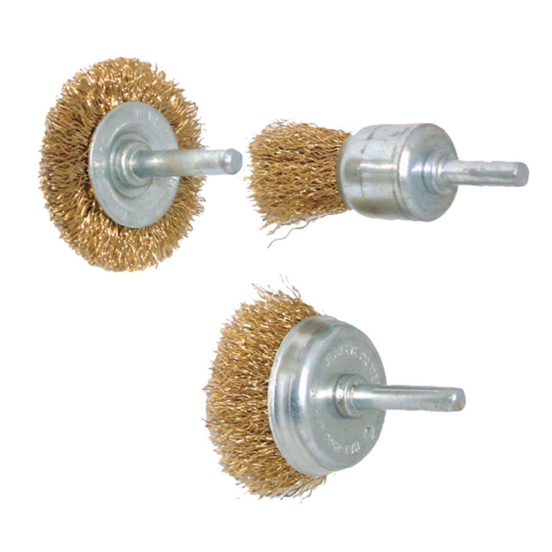 3Pce Rotary Wire End Brush & Cup Set 6mm Shank Power Drills Rust Removal