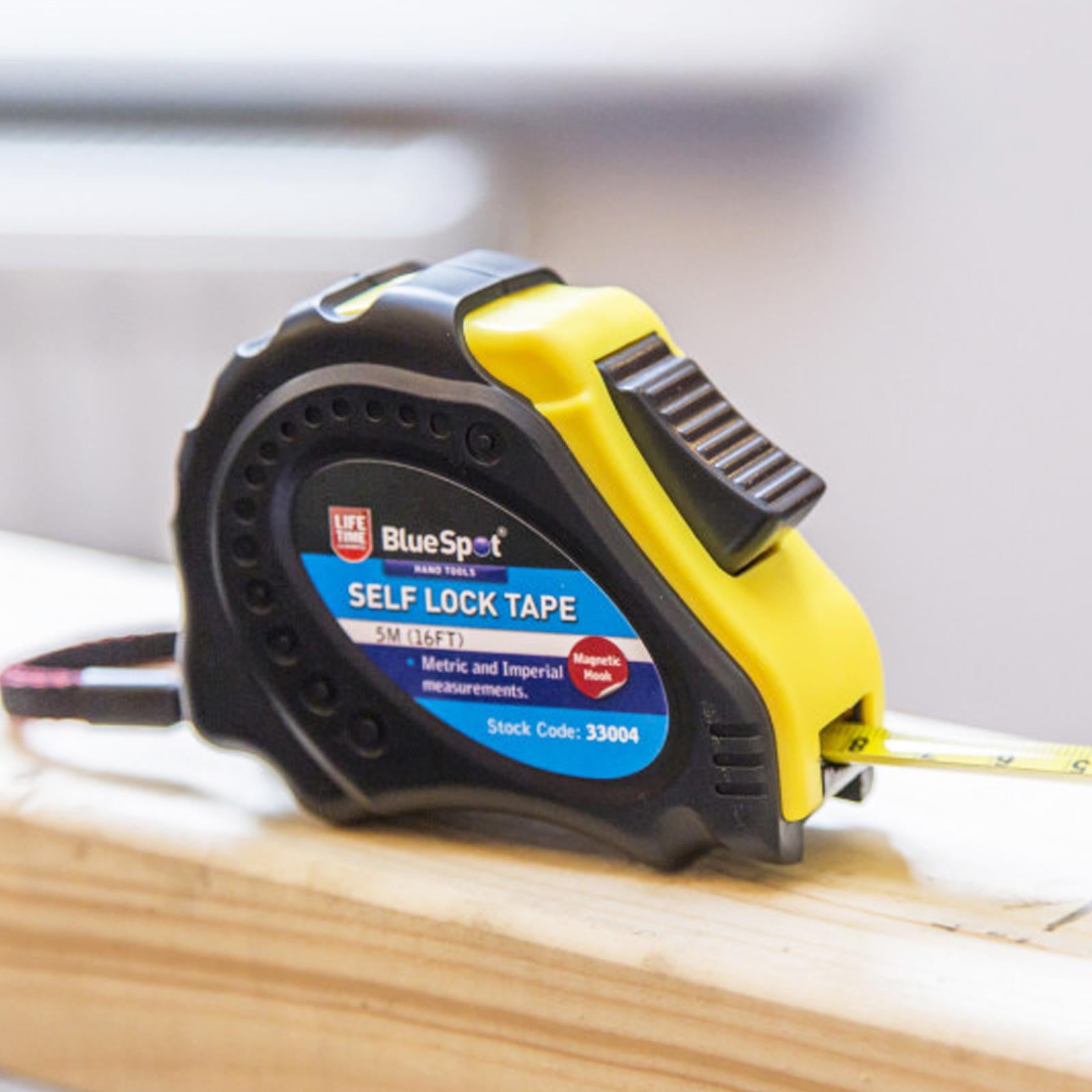 BlueSpot Self-Lock Tape Measure 5m With Magnetic Hook 16Ft Soft Grip Measuring Tools