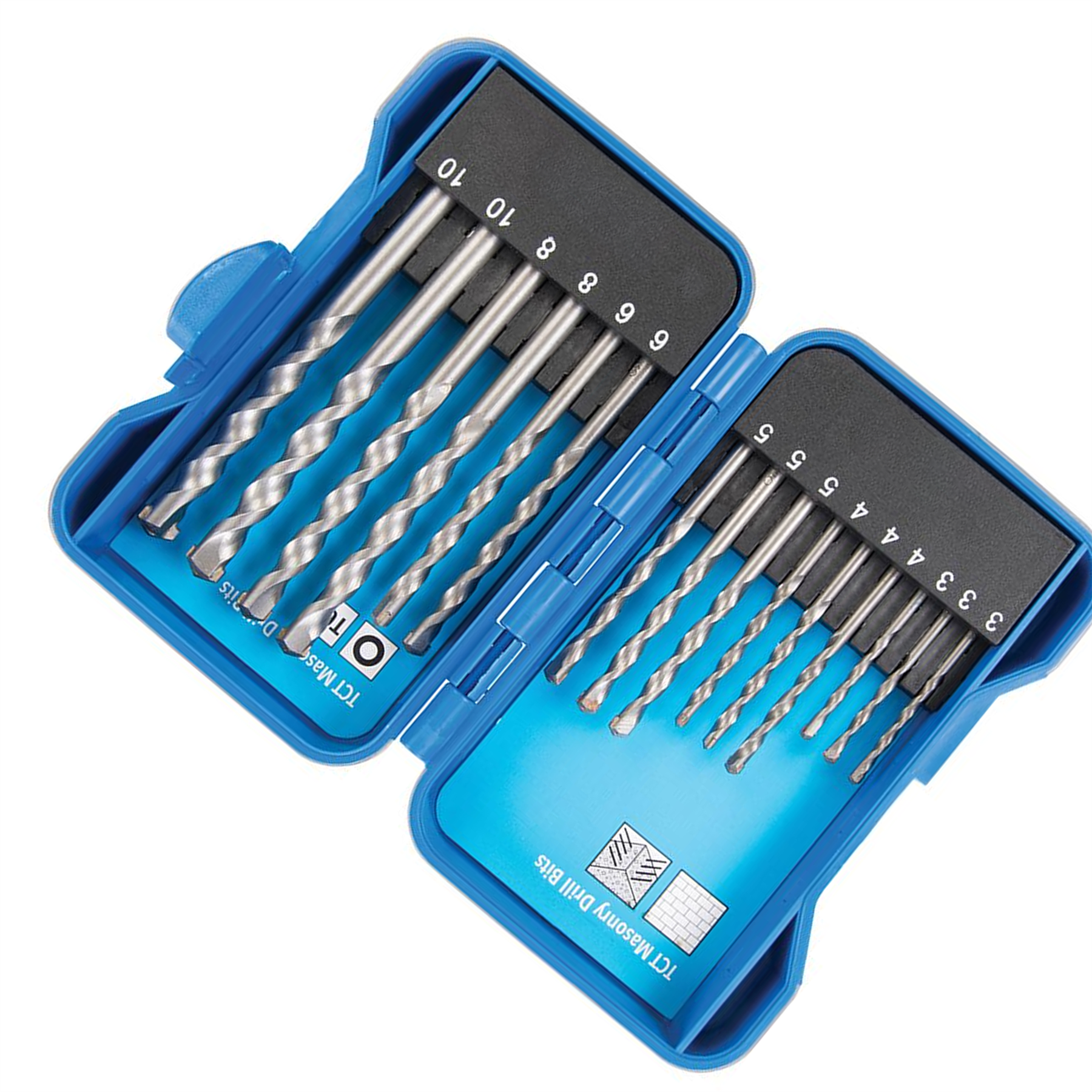 Tct Masonry Drill Bit Set 15Pc Tungsten Carbide-Tipped & Sand Blasted 3 - 10mm