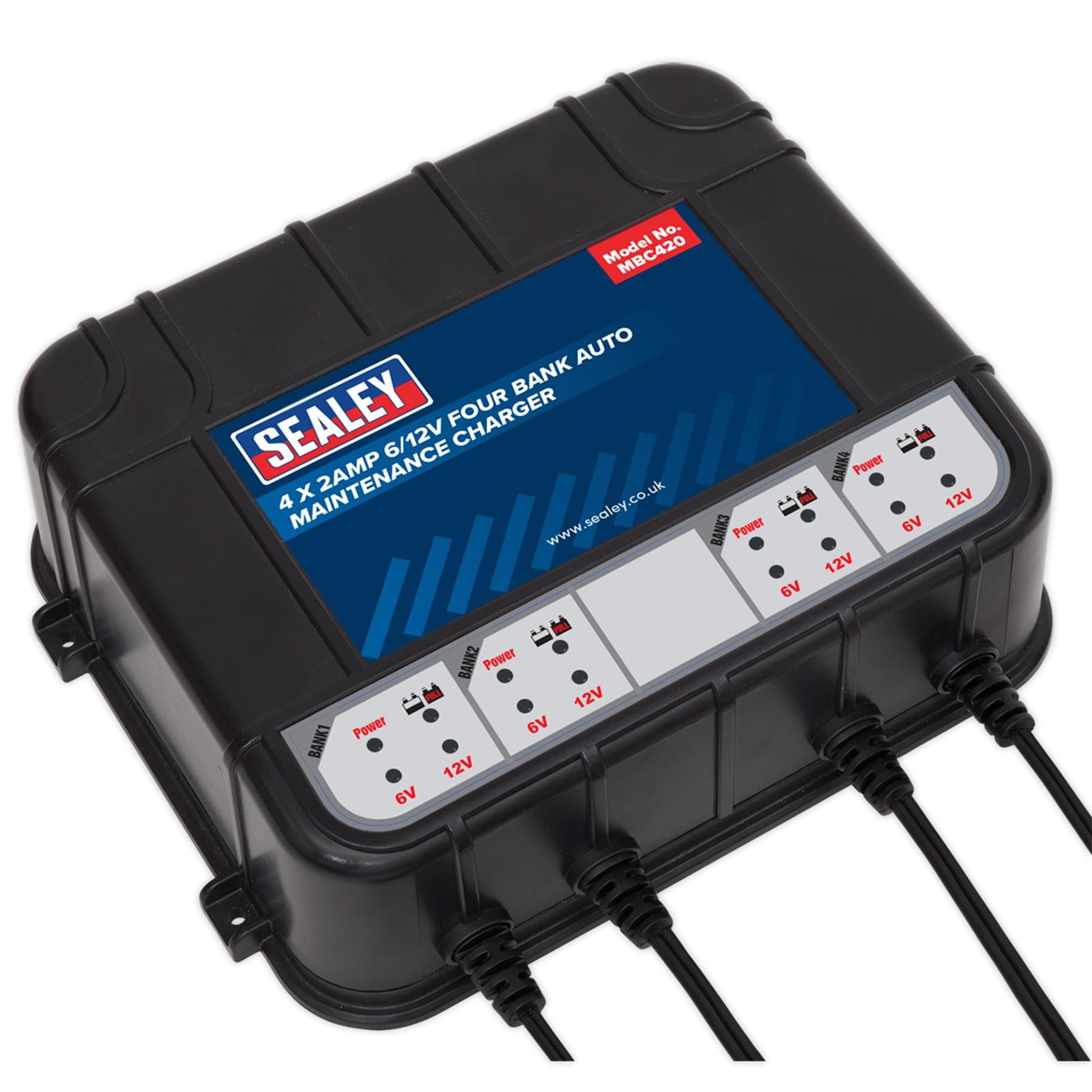 Sealey Four Bank 6/12V 8Amp (4 x 2A) Auto Maintenance Charger