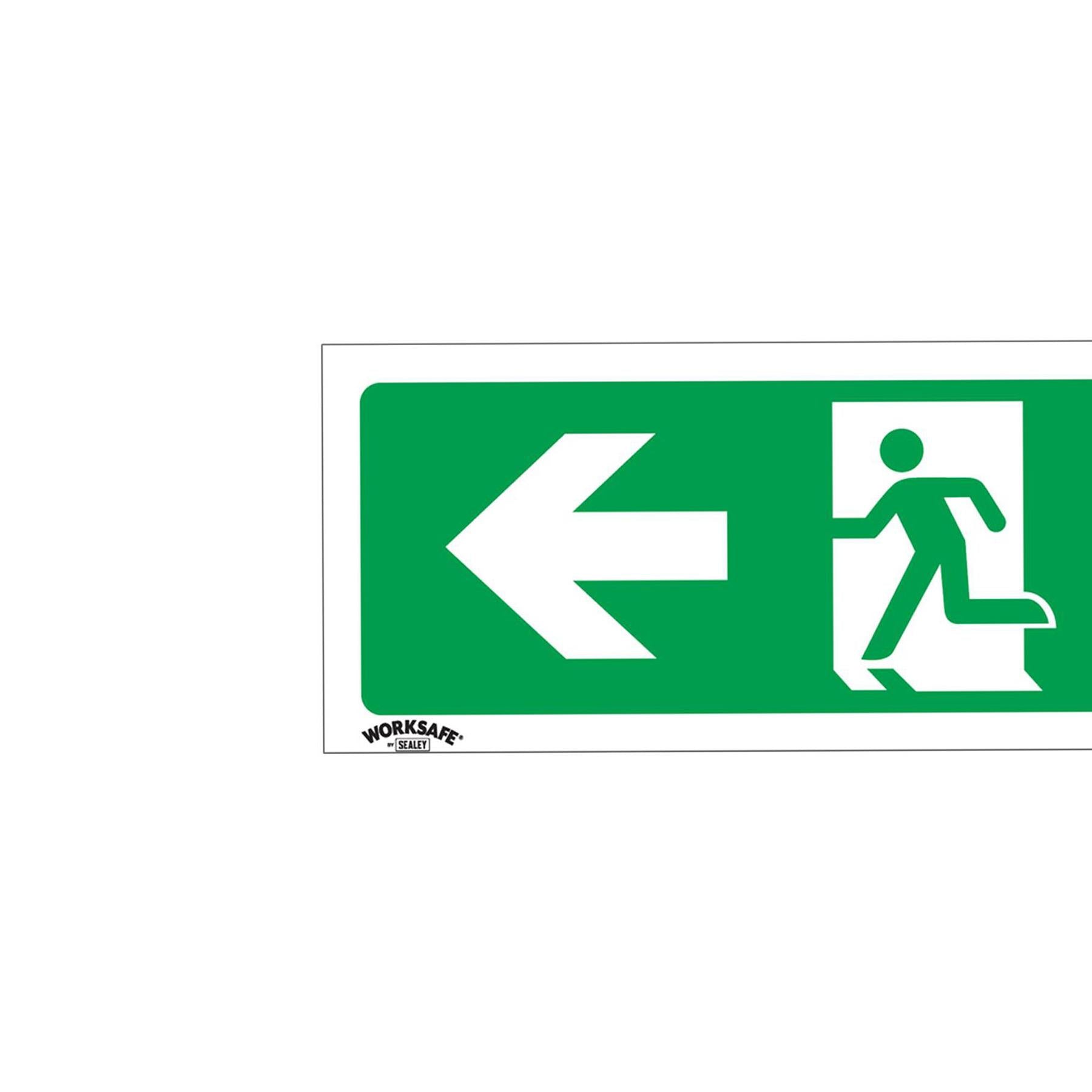 Sealey Safety Sign - Fire Exit (Left) - Slf-Adhes. Vinyl - Pk of 10