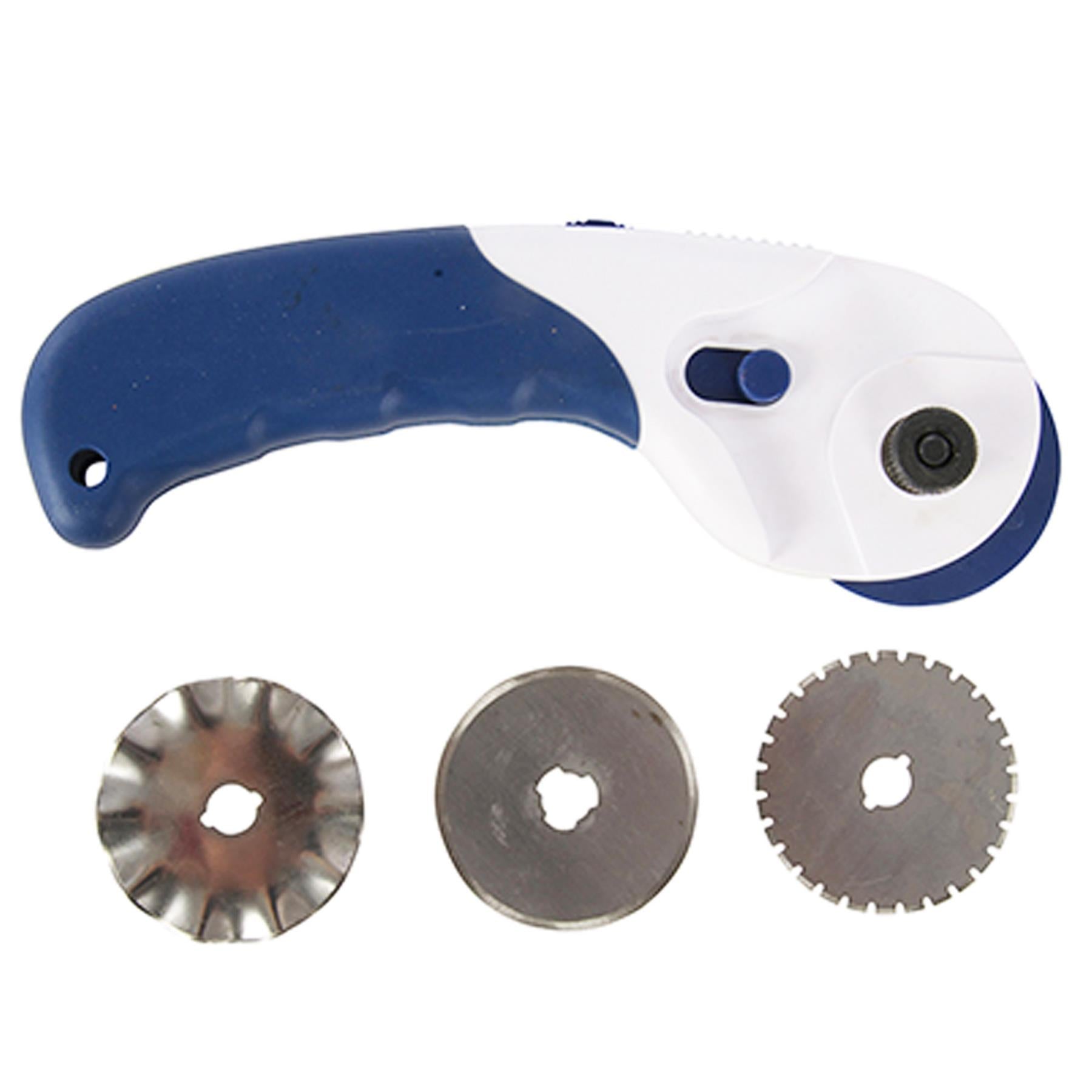 QUALITY SOFT-GRIP 3-IN-1 ROTARY CUTTER 45MM BLADE Straight Perforated Wave Cut