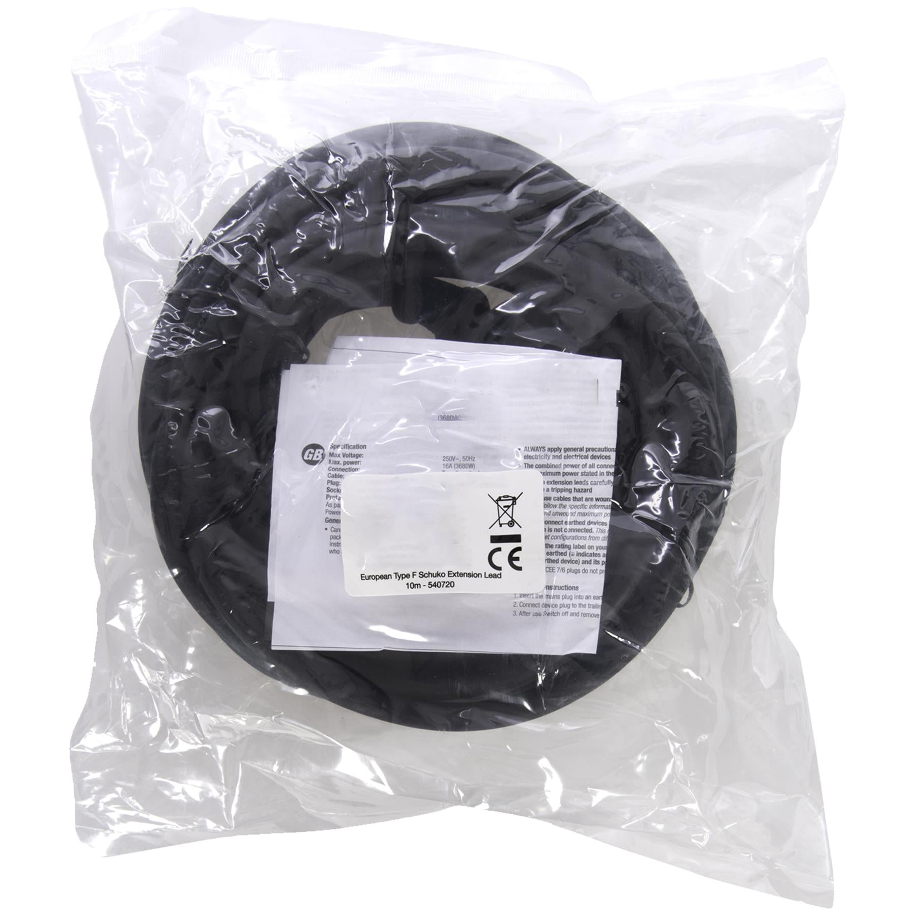 European Type F Schuko Extension Lead 10 Meter F Cee 7/4 Socket & Schuko Cee 7/7