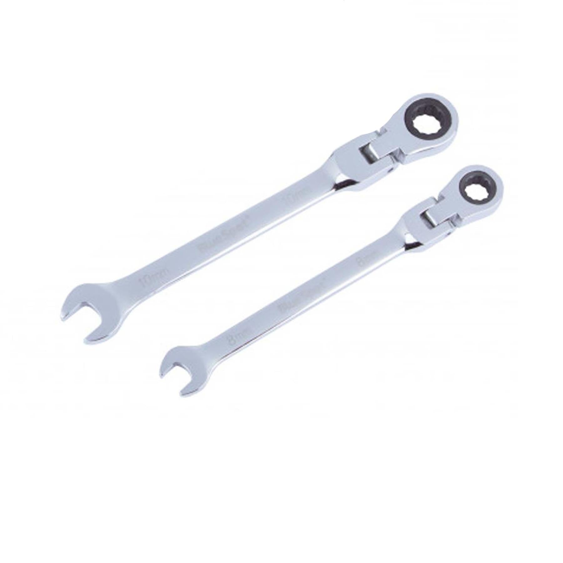 BlueSpot 6 Piece Ratchet Spanner Set Flexible Head Combination 8-17mm Open End Ring