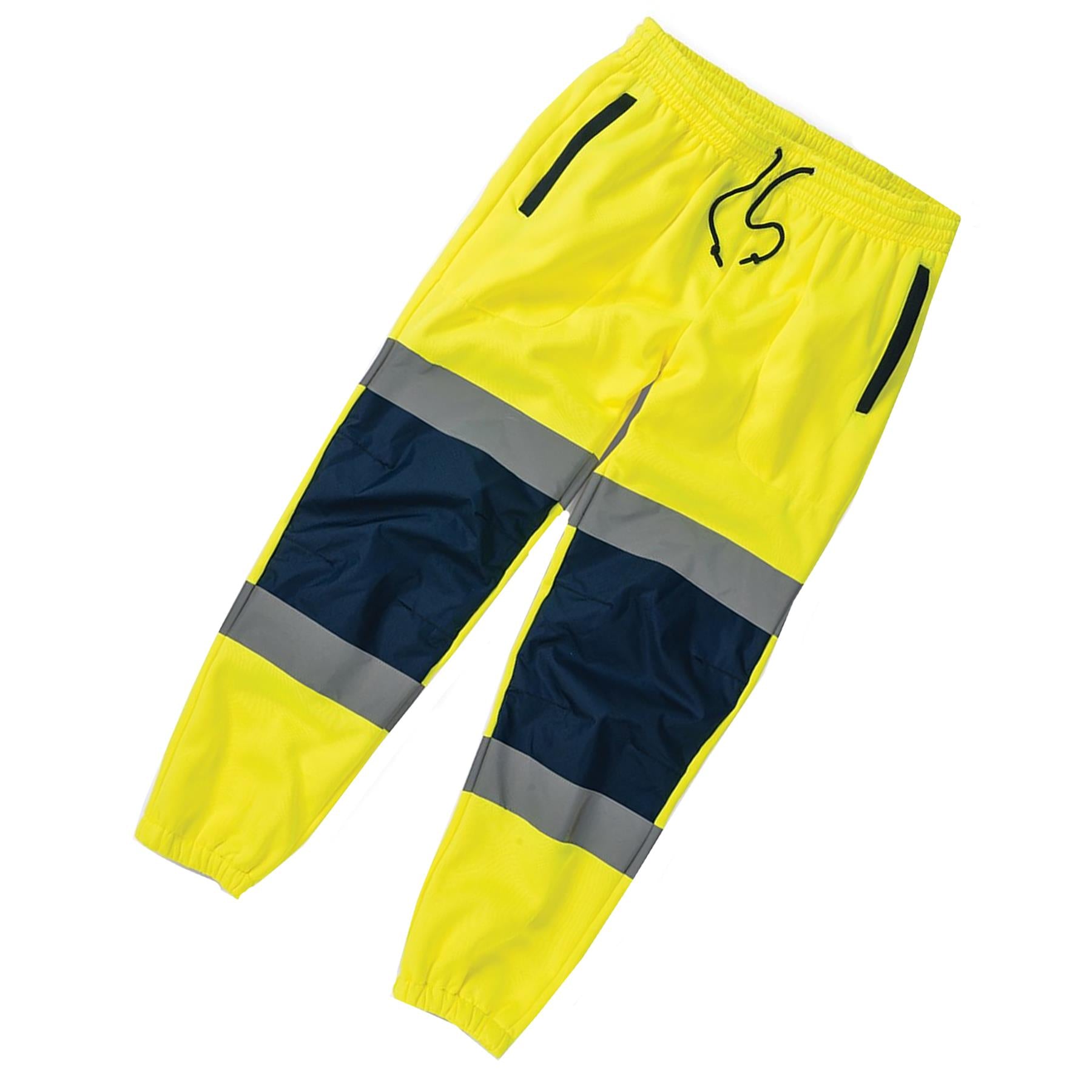 Tough Grit Hi-vis 2-tone Work Wear Fleece Trousers Safety Jogger Sweat Pants S