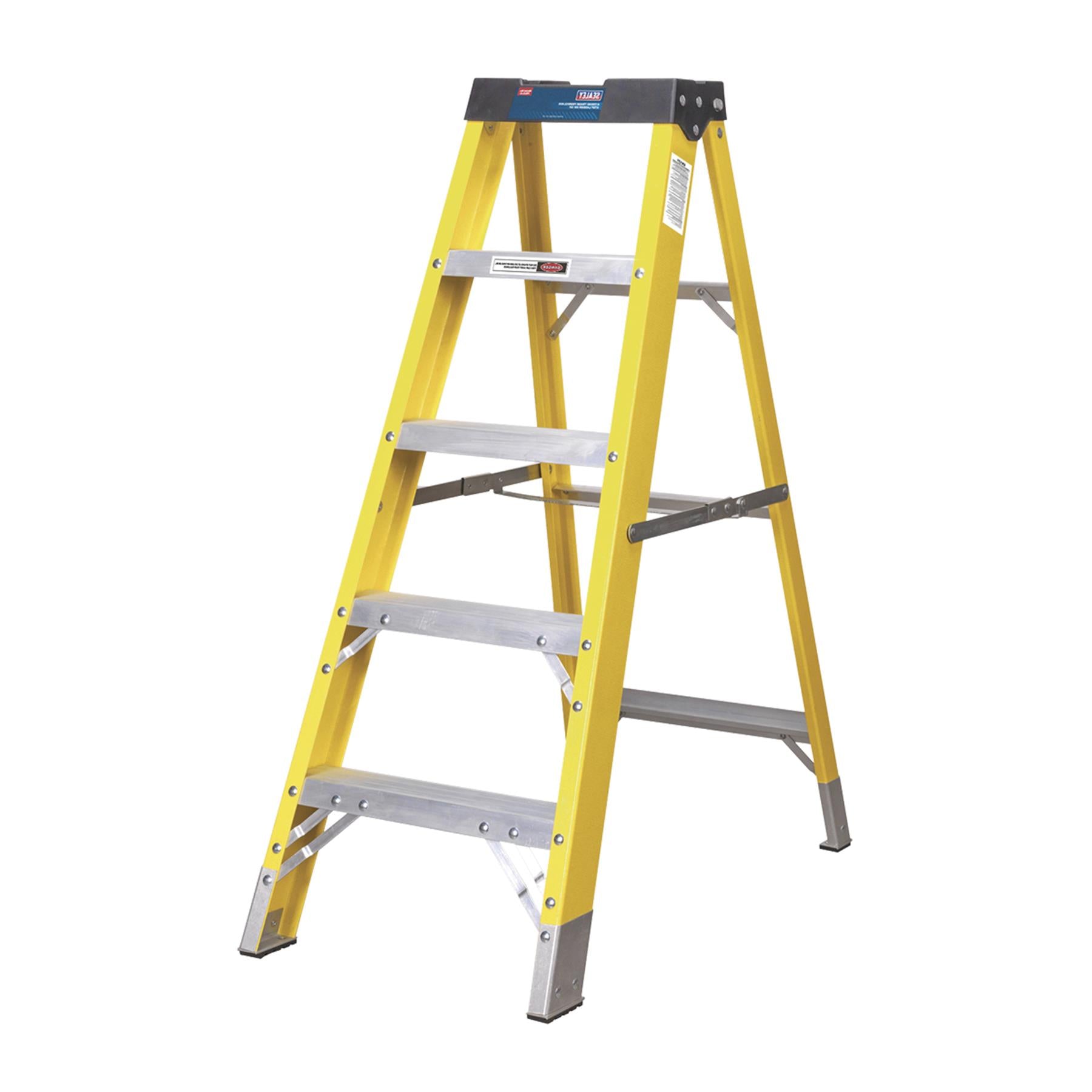 Sealey Fibreglass Step Ladder 4-Tread EN 131 Lightweight Anti-Slip Feet