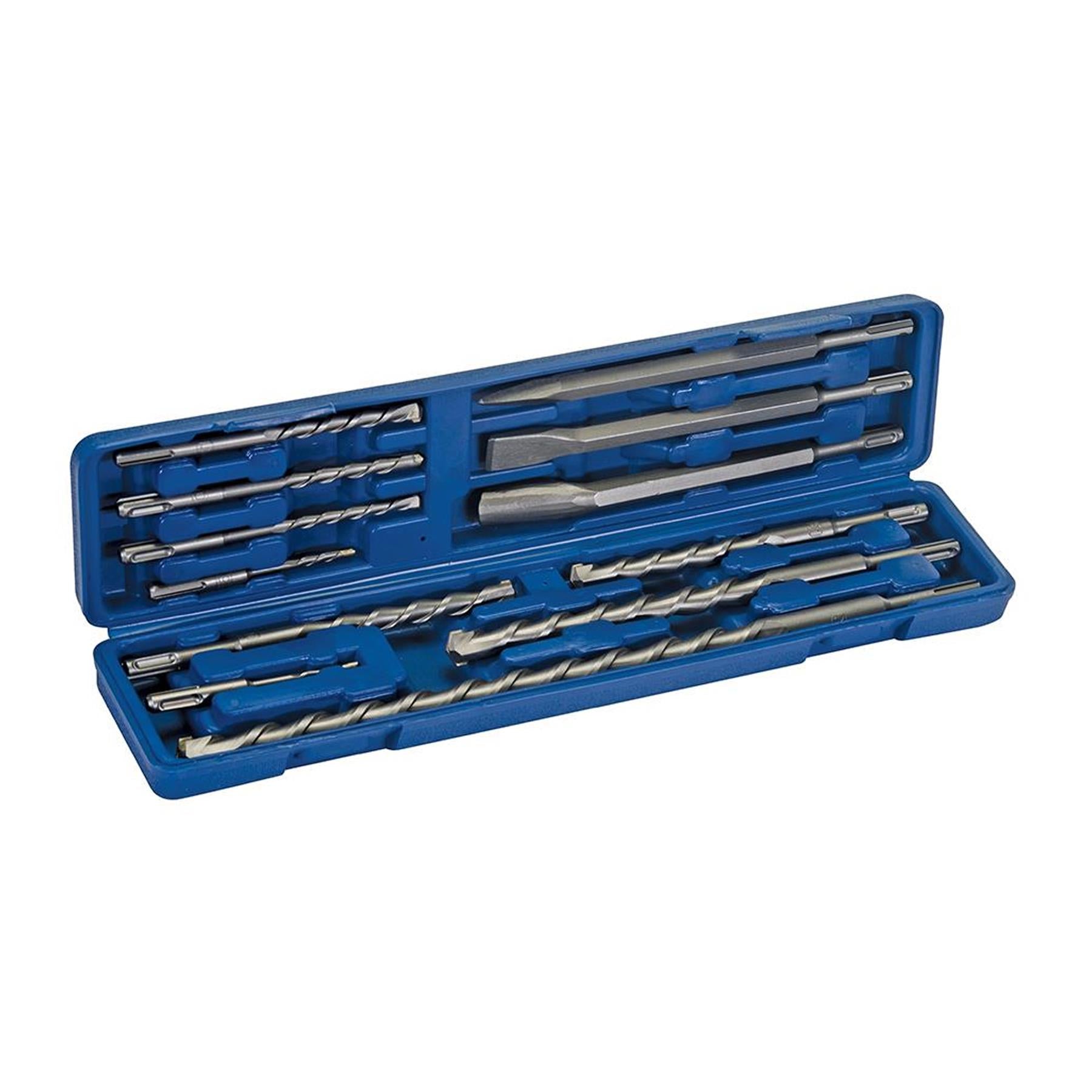 12Pce SDS Plus Masonry Drill & Steel Set In Sturdy Case Professional Tool