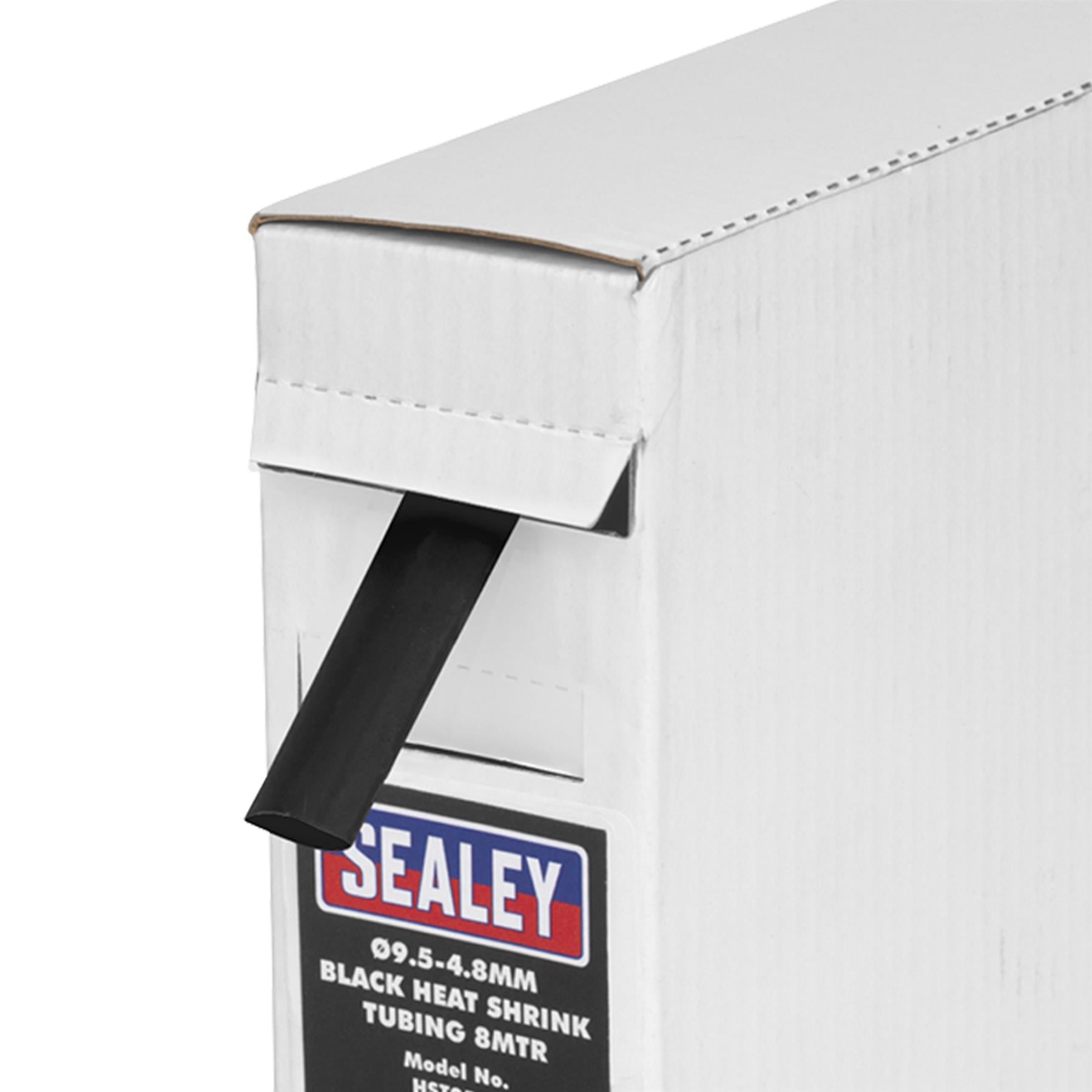 Sealey Heat Shrink Tubing Black 9.5-4.8mm 8m