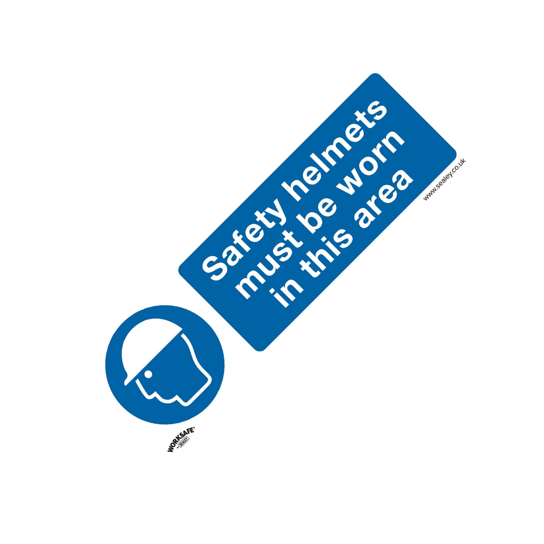 Mandatory Safety Sign - Safety Helmets Must Be Worn In This Area - Self-Adhesive Vinyl