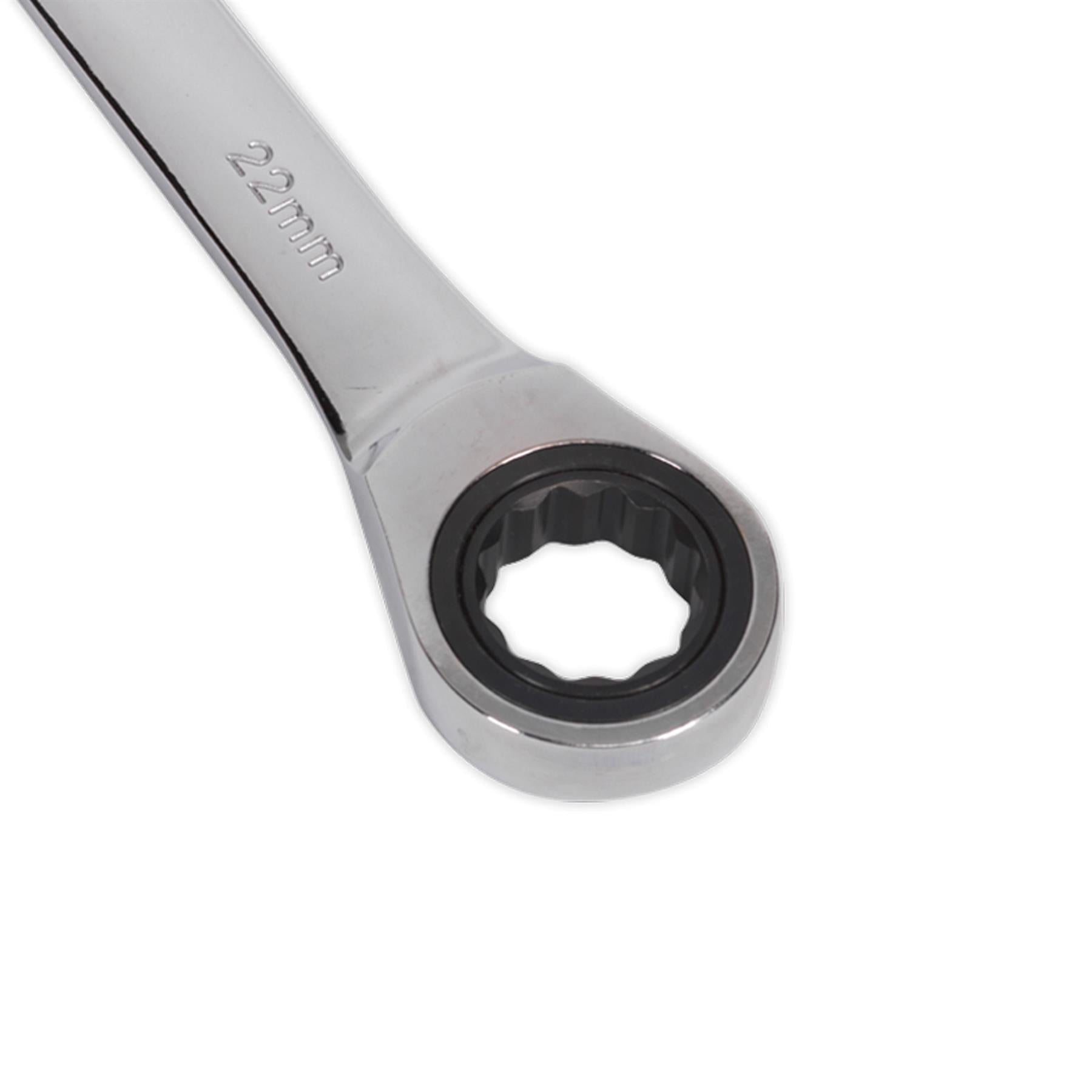 Sealey Ratchet Combination Spanner 22mm Chrome Vanadium Steel