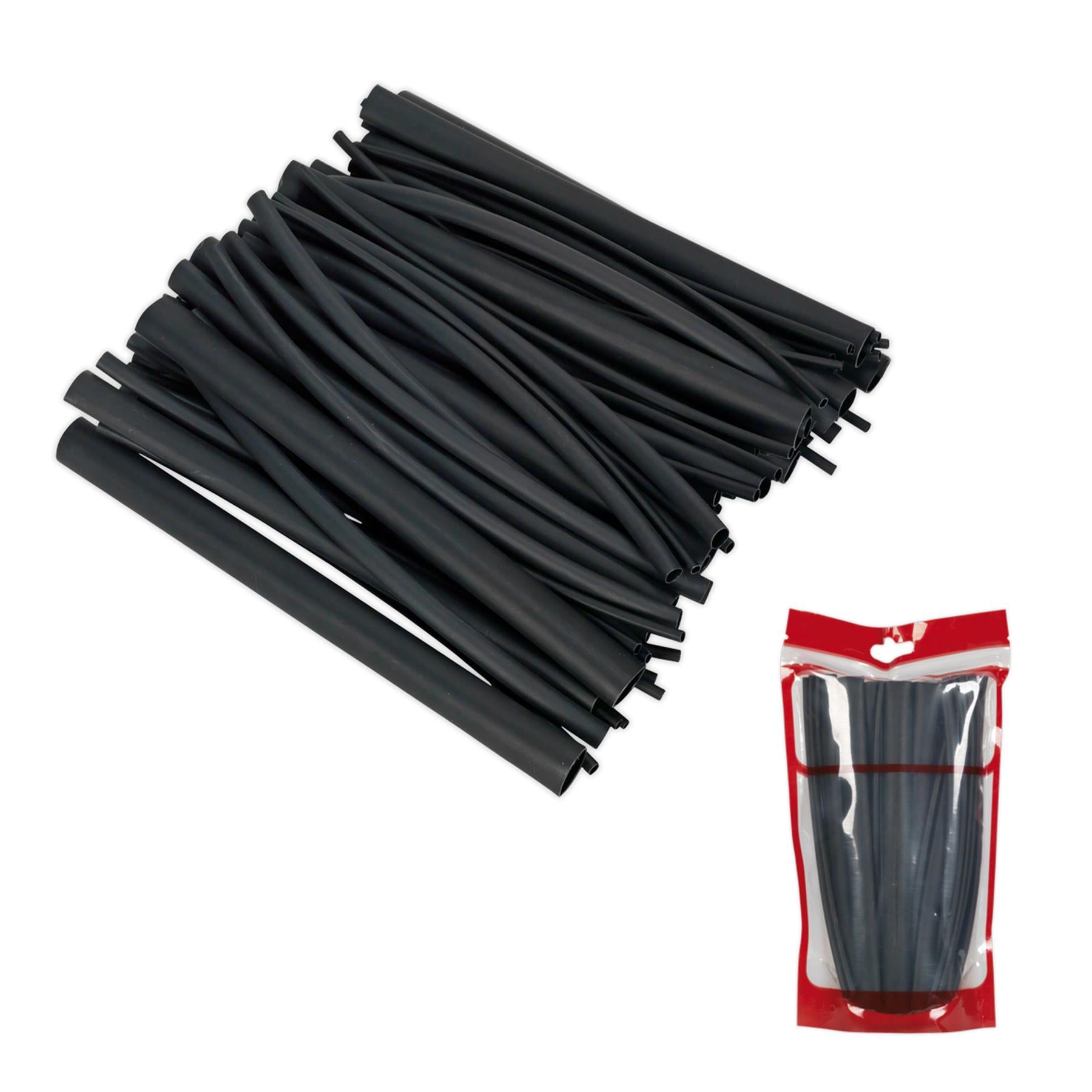 Sealey Heat Shrink Tubing Assortment 72pc Blk Adhesive Lined 200mm